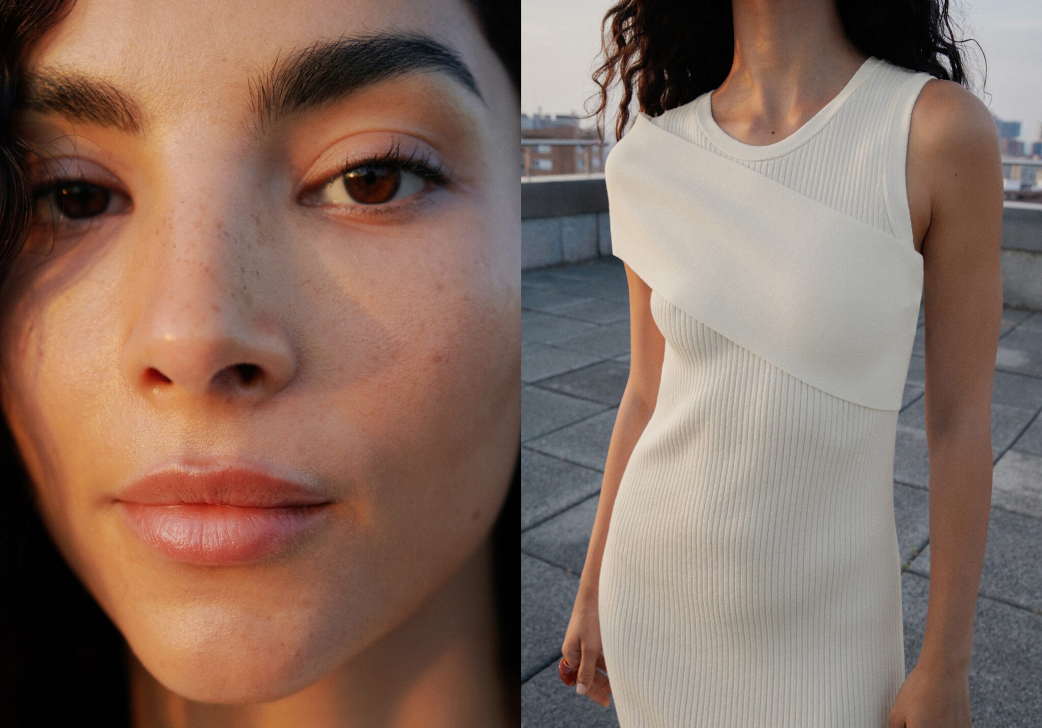 Knitted dress with asymmetrical sleeves - Panoramic plane