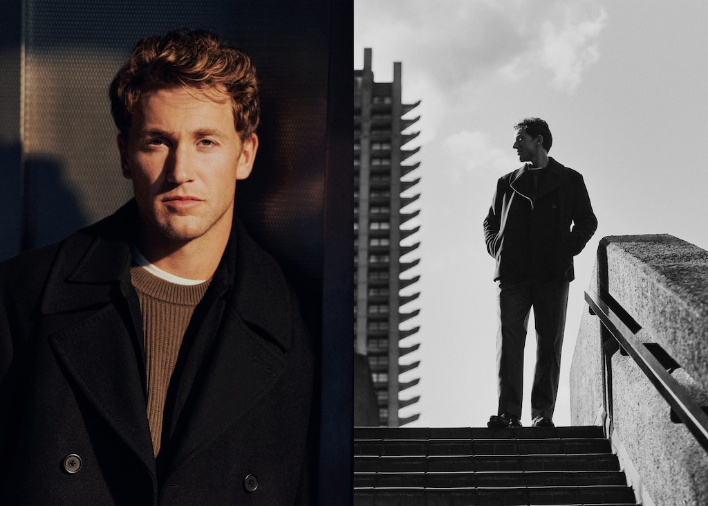 Wool double-breasted coat with buttons