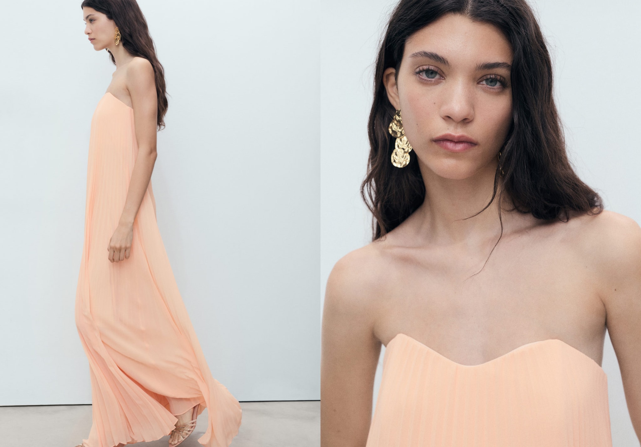 Strapless pleated dress - Panoramic plane