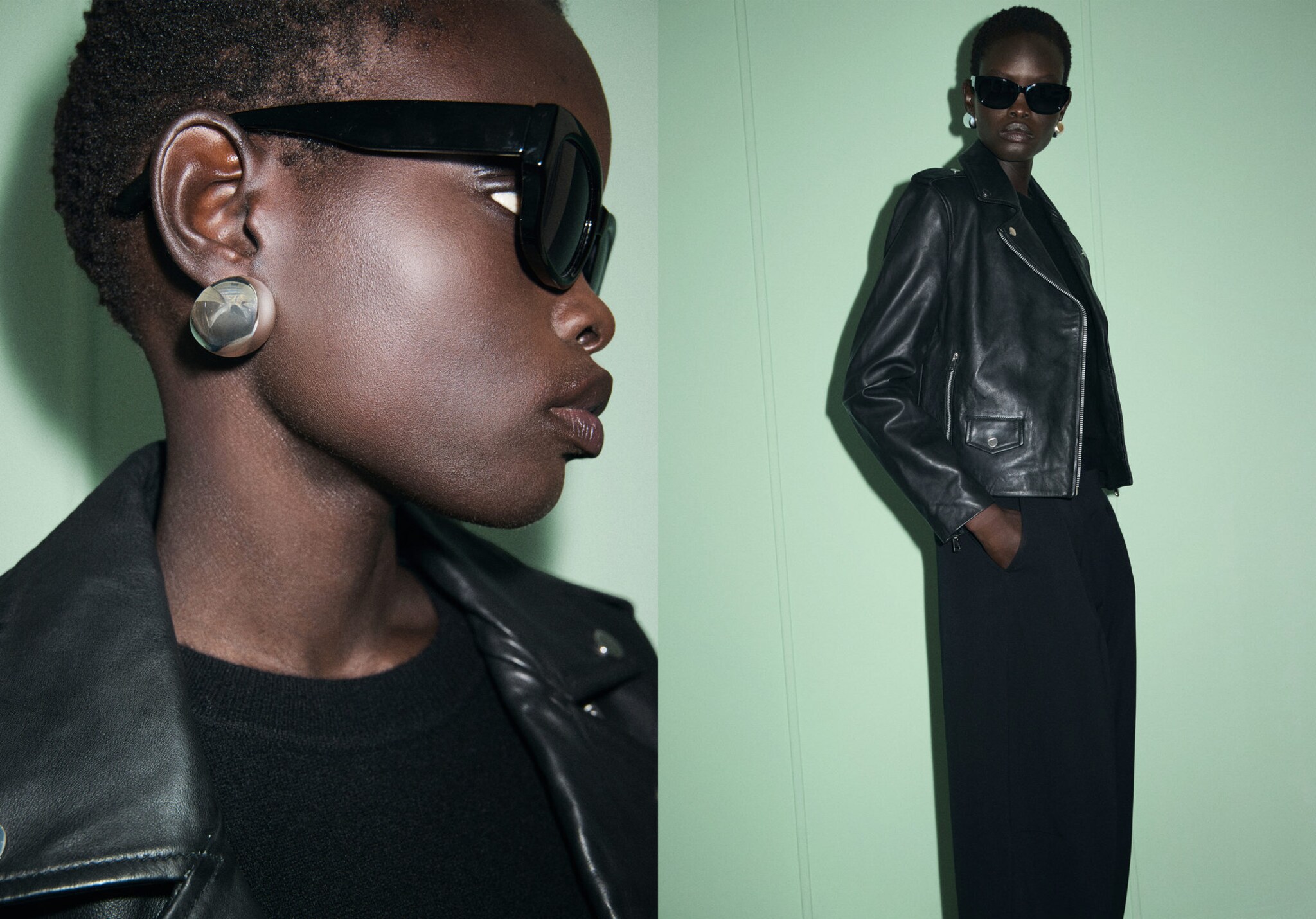 Leather biker jacket - Panoramic plane
