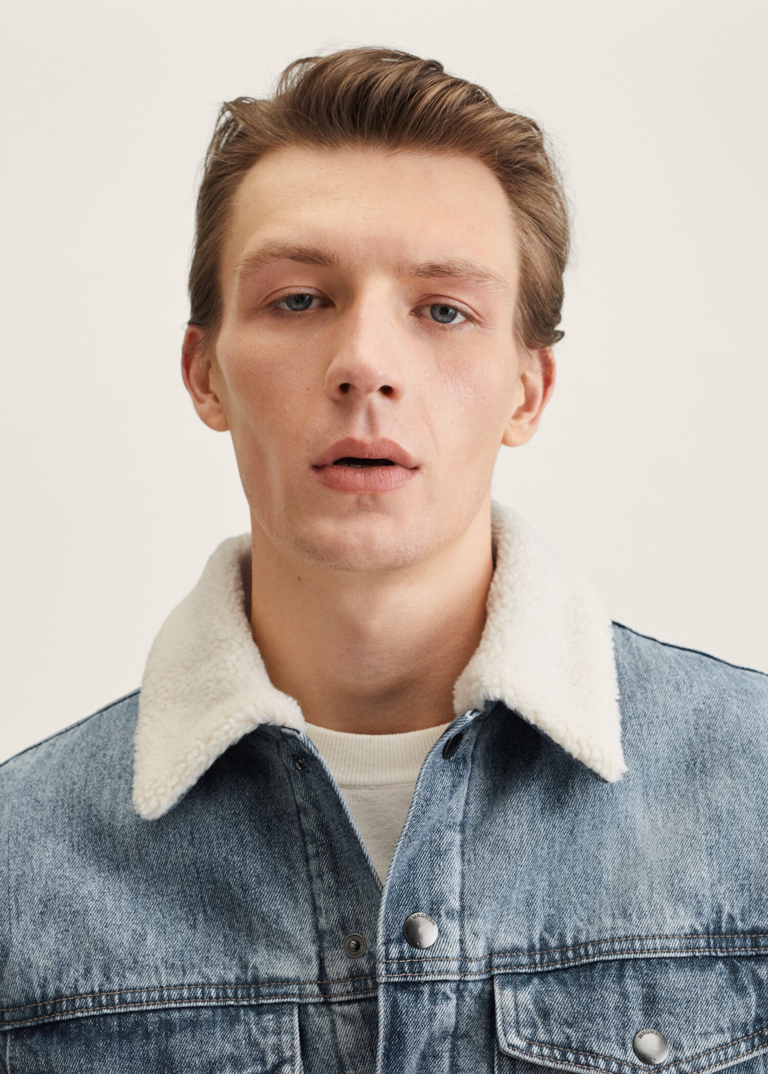 Faux shearling-lined denim jacket - Details of the article 1