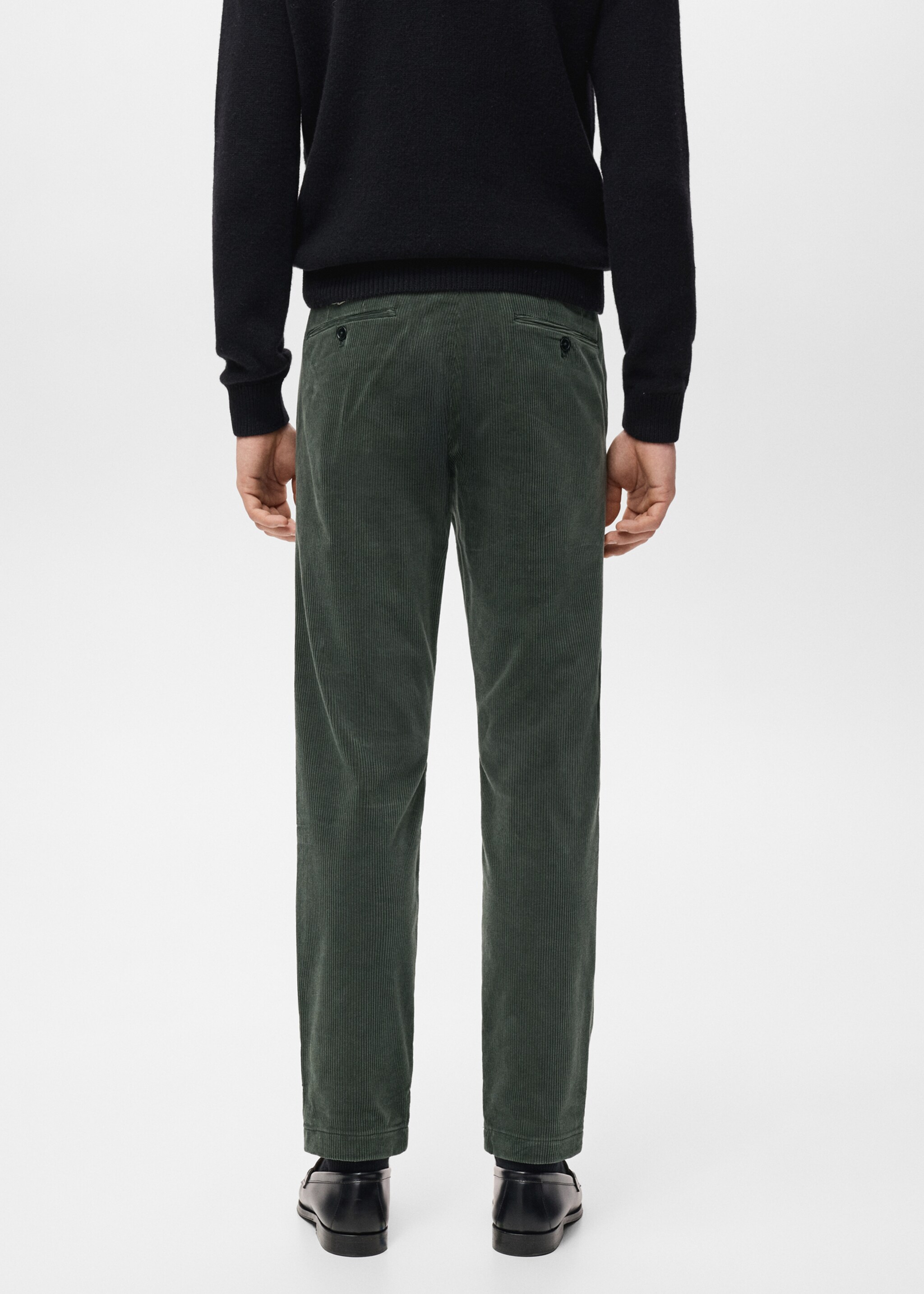 Corduroy slim-fit trousers - Reverse of the article, Khaki. Ref: 27001195-00.