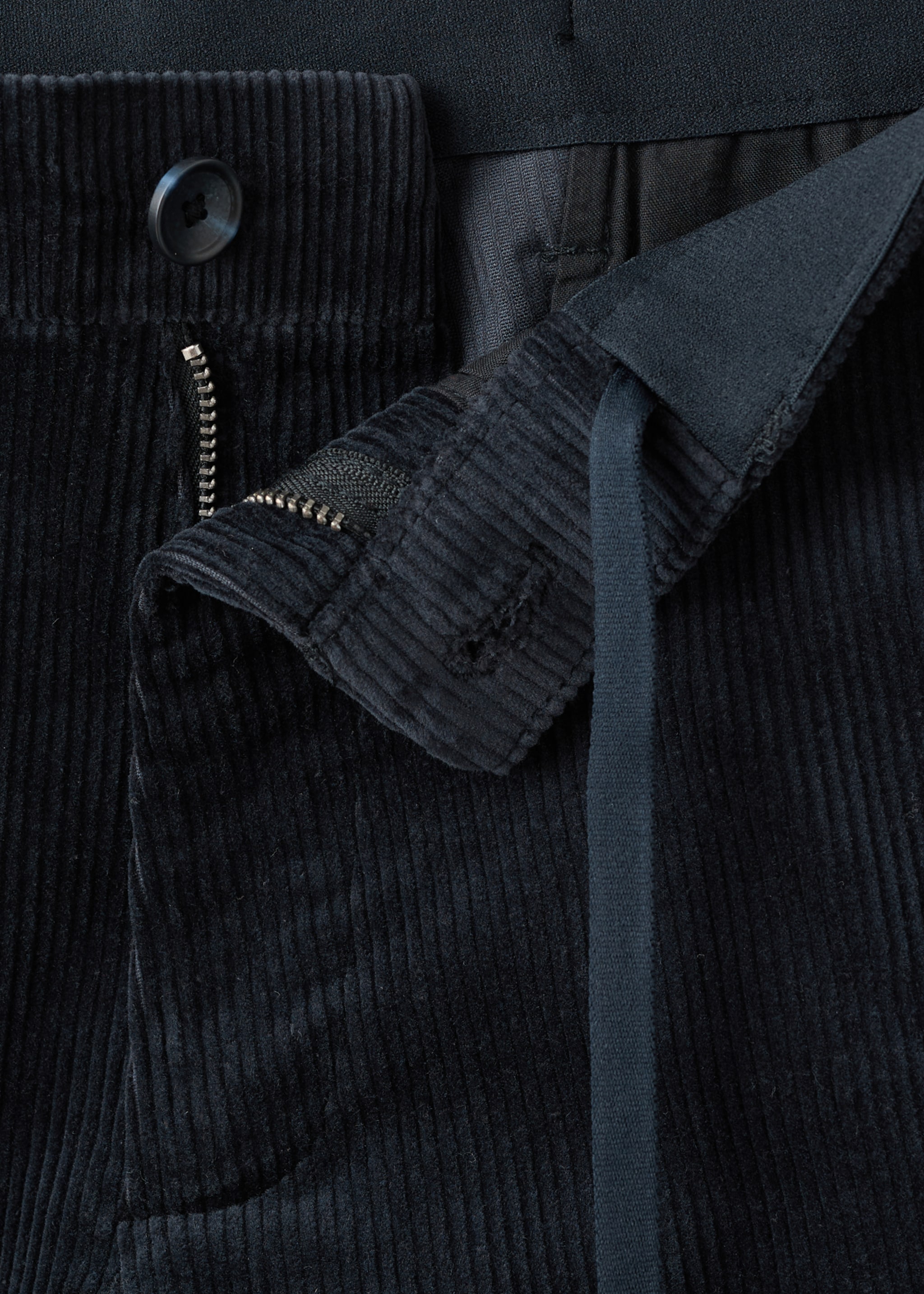 Corduroy slim-fit trousers - Details of the article 0, Navy. Ref: 27001195-00.