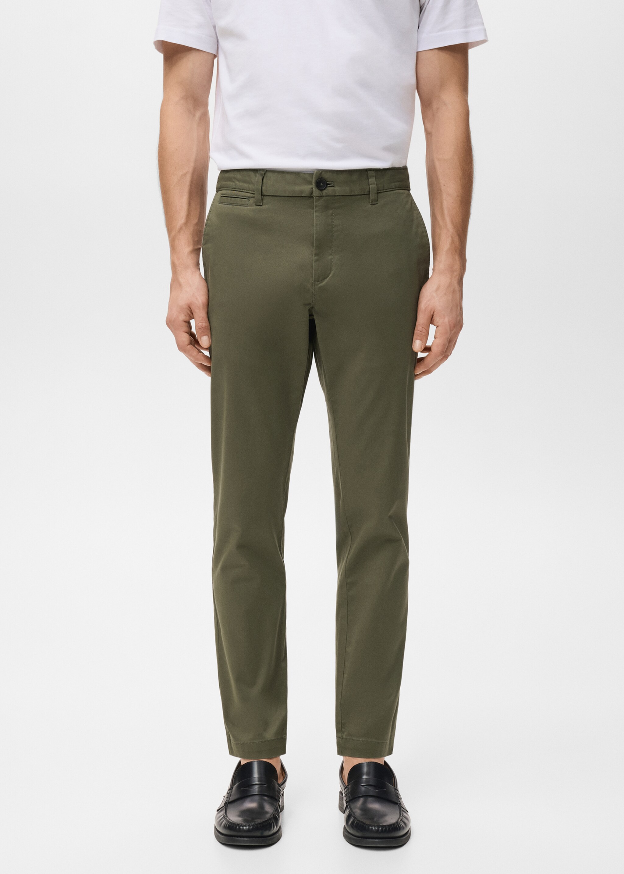 Prato cropped tapered chino trousers - Medium plane, Khaki. Ref: 27001196-00.