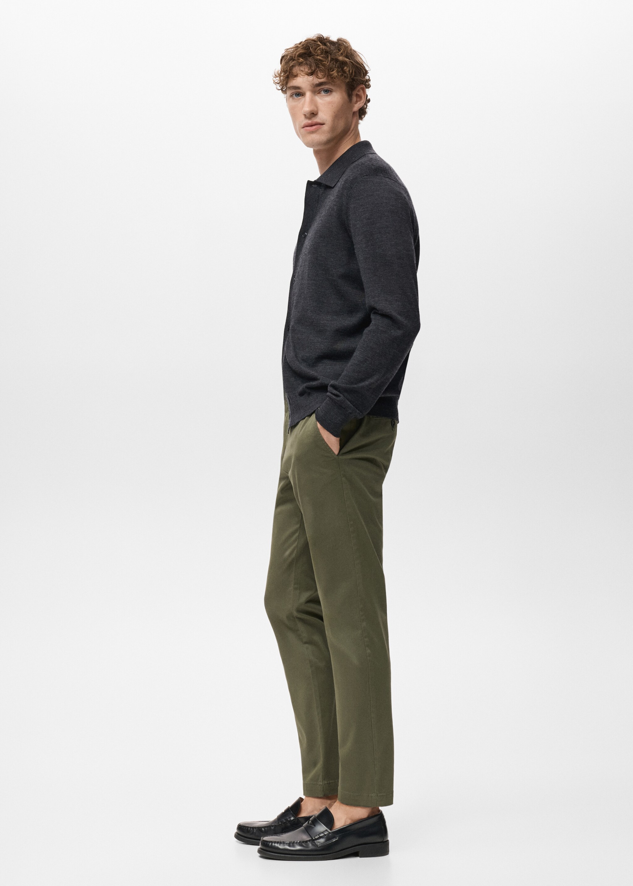 Prato cropped tapered chino trousers - Details of the article 2, Khaki. Ref: 27001196-00.