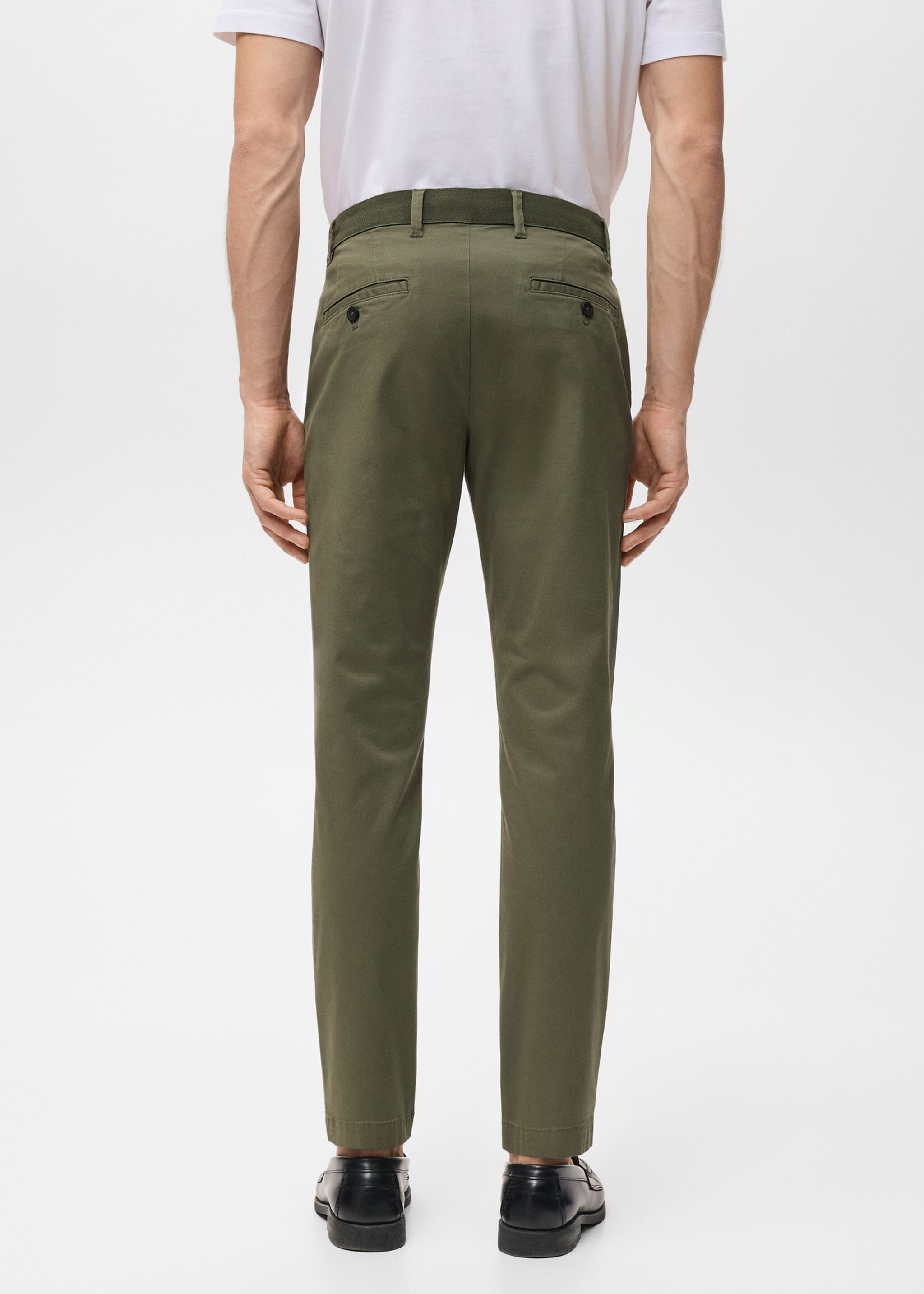Prato cropped tapered chino trousers - Reverse of the article, Khaki. Ref: 27001196-00.