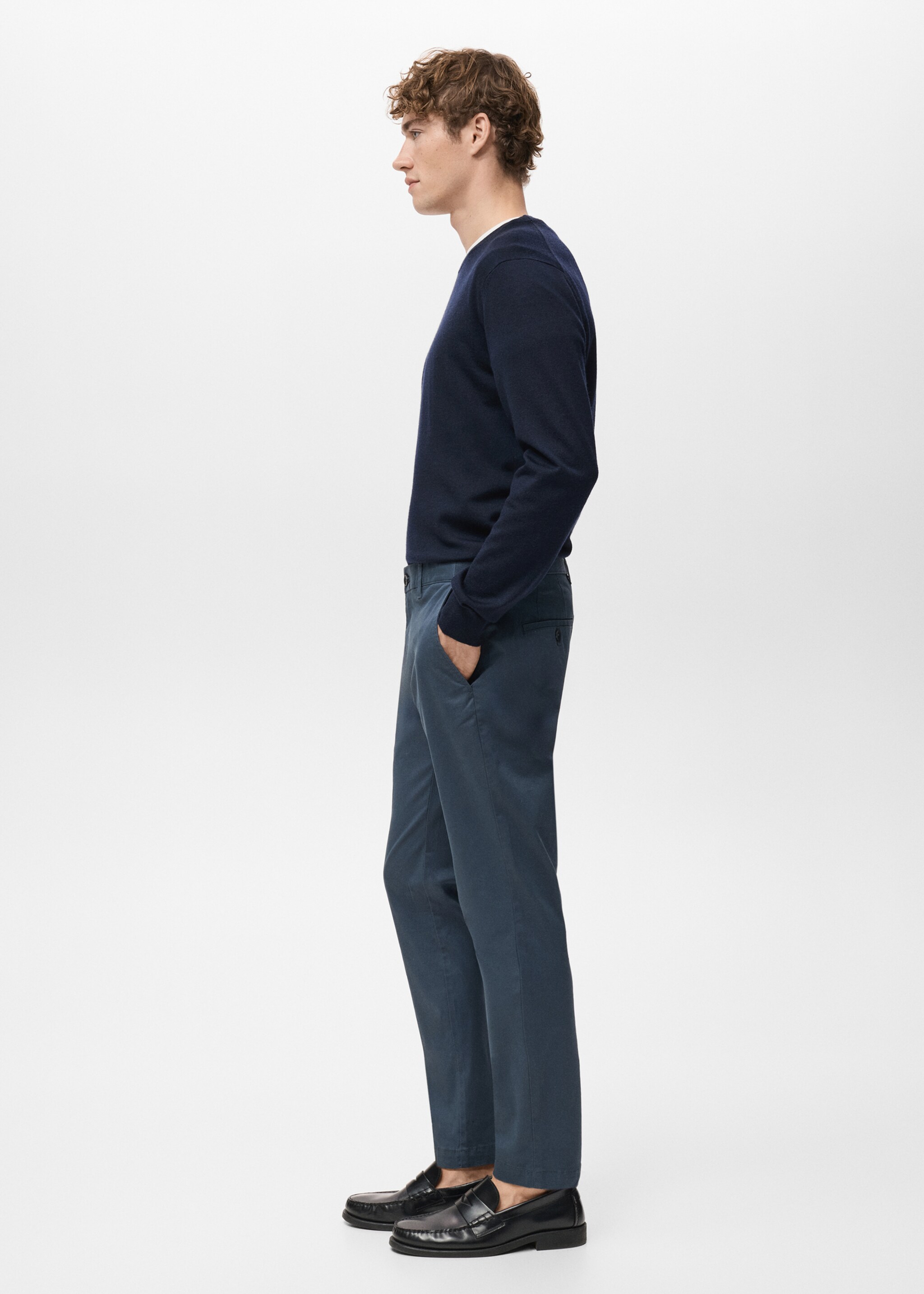 Pantalons Prato xinesos cropped tappered - Detall de l'article 2, Blau indi. Ref: 27001196-00.