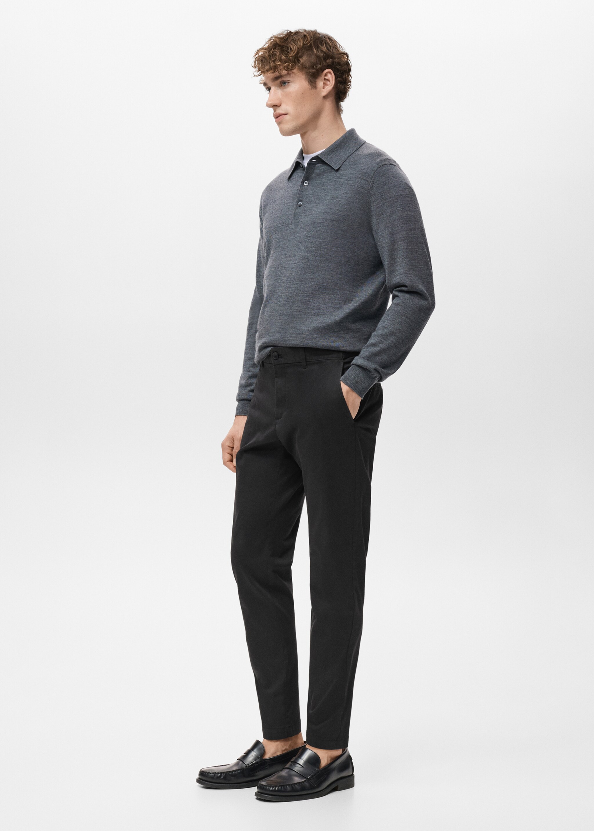 Prato cropped tapered chino trousers - Details of the article 2, Black. Ref: 27001196-00.