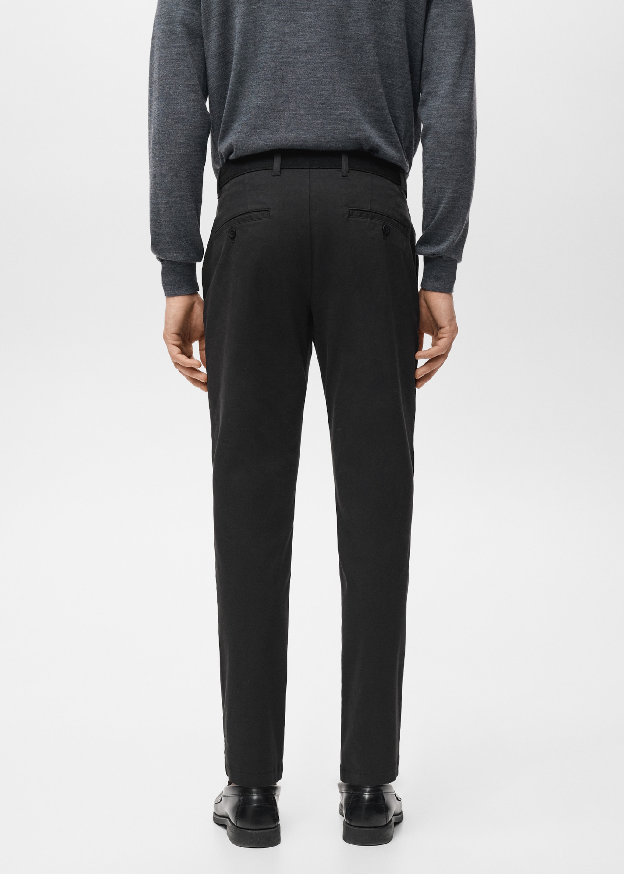 Prato cropped tapered chino trousers - Reverse of the article, Black. Ref: 27001196-00.