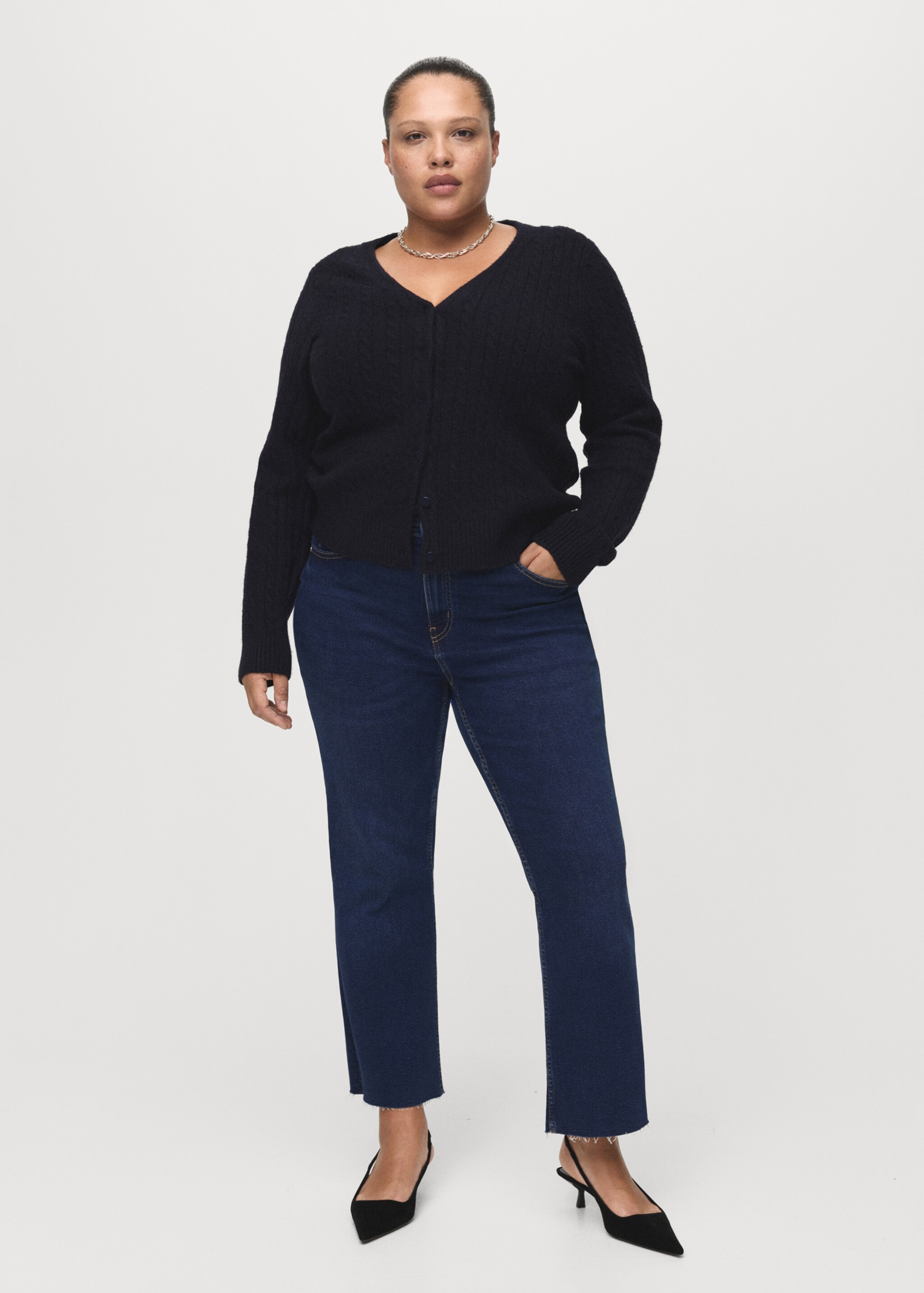 Sienna flared cropped jeans - Details of the article 3, Dark Blue. Ref: 27001240-00.