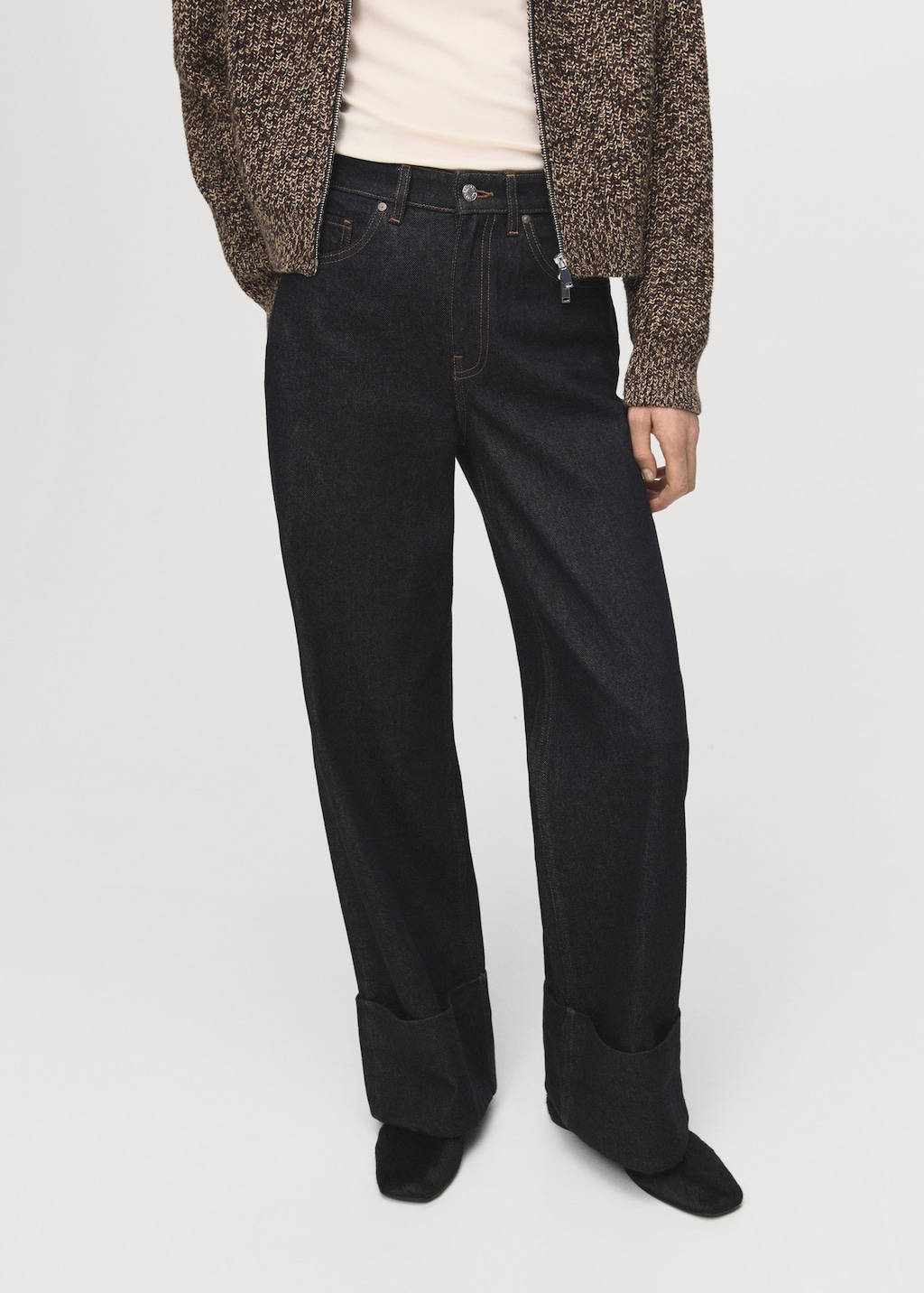 Mango Turned-up straight jeans