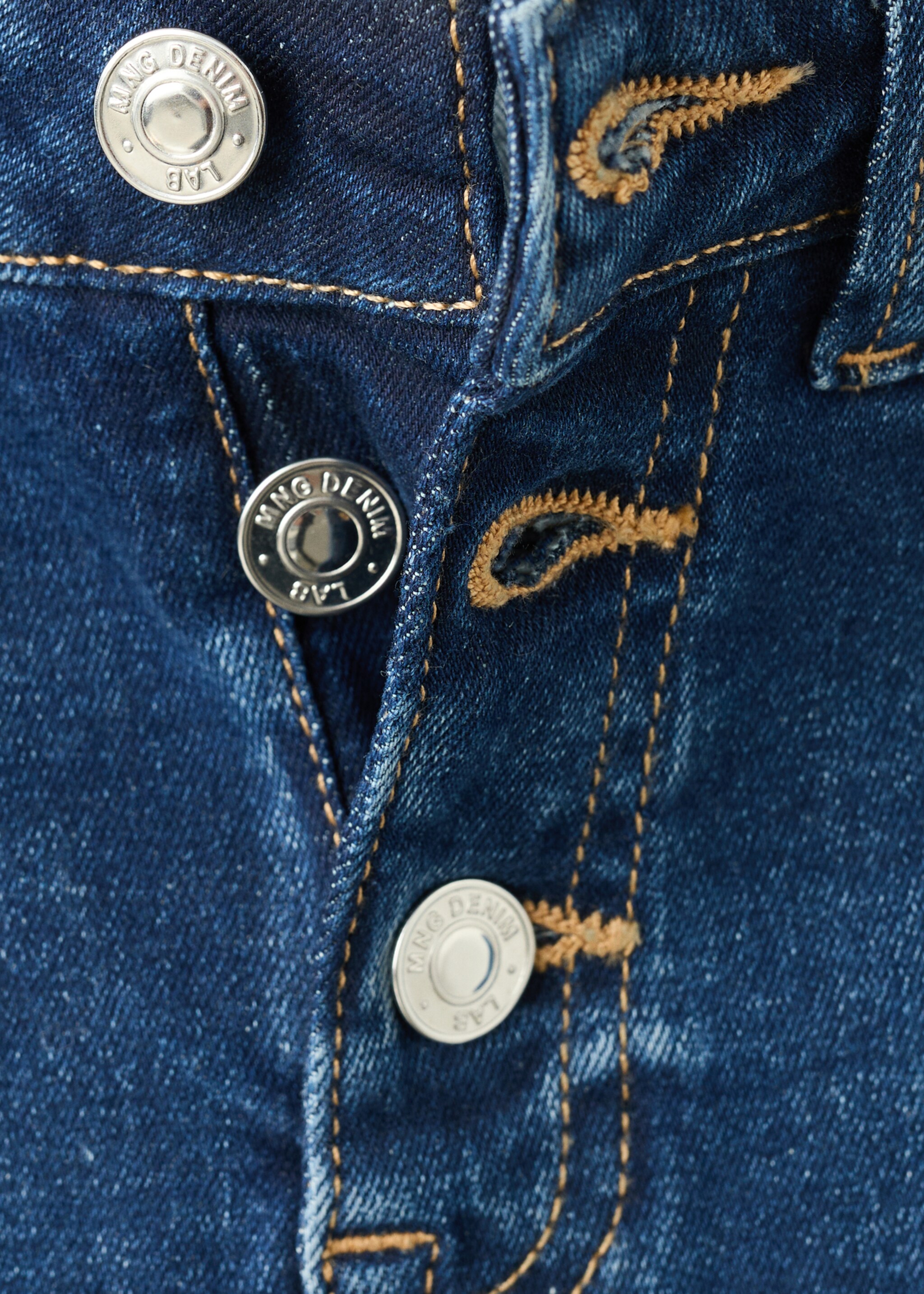 Buttons flare jeans - Details of the article 8, Dark Blue. Ref: 27001257-00.