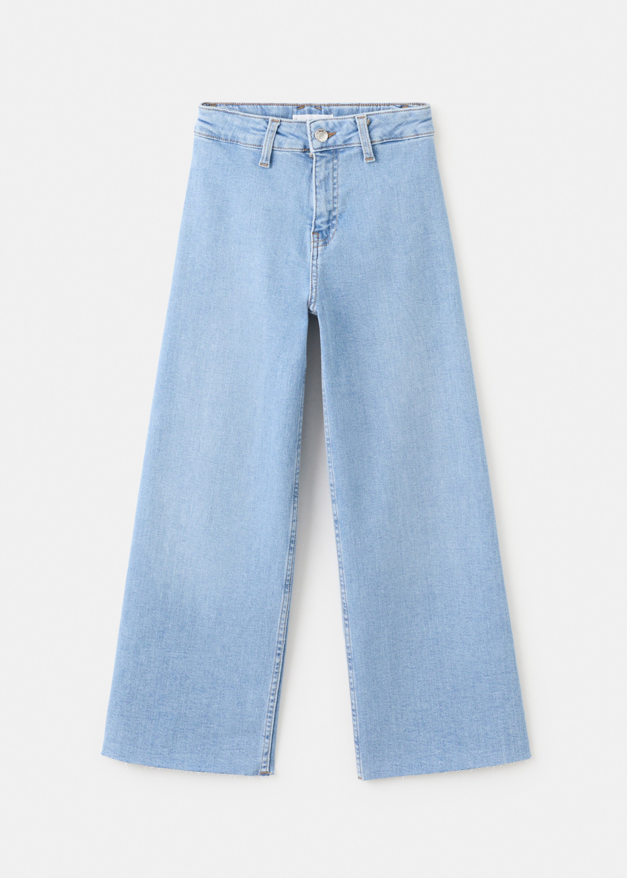 Wideleg low frayed hem jeans - Article without model, Medium Blue. Ref: 27001259-00.