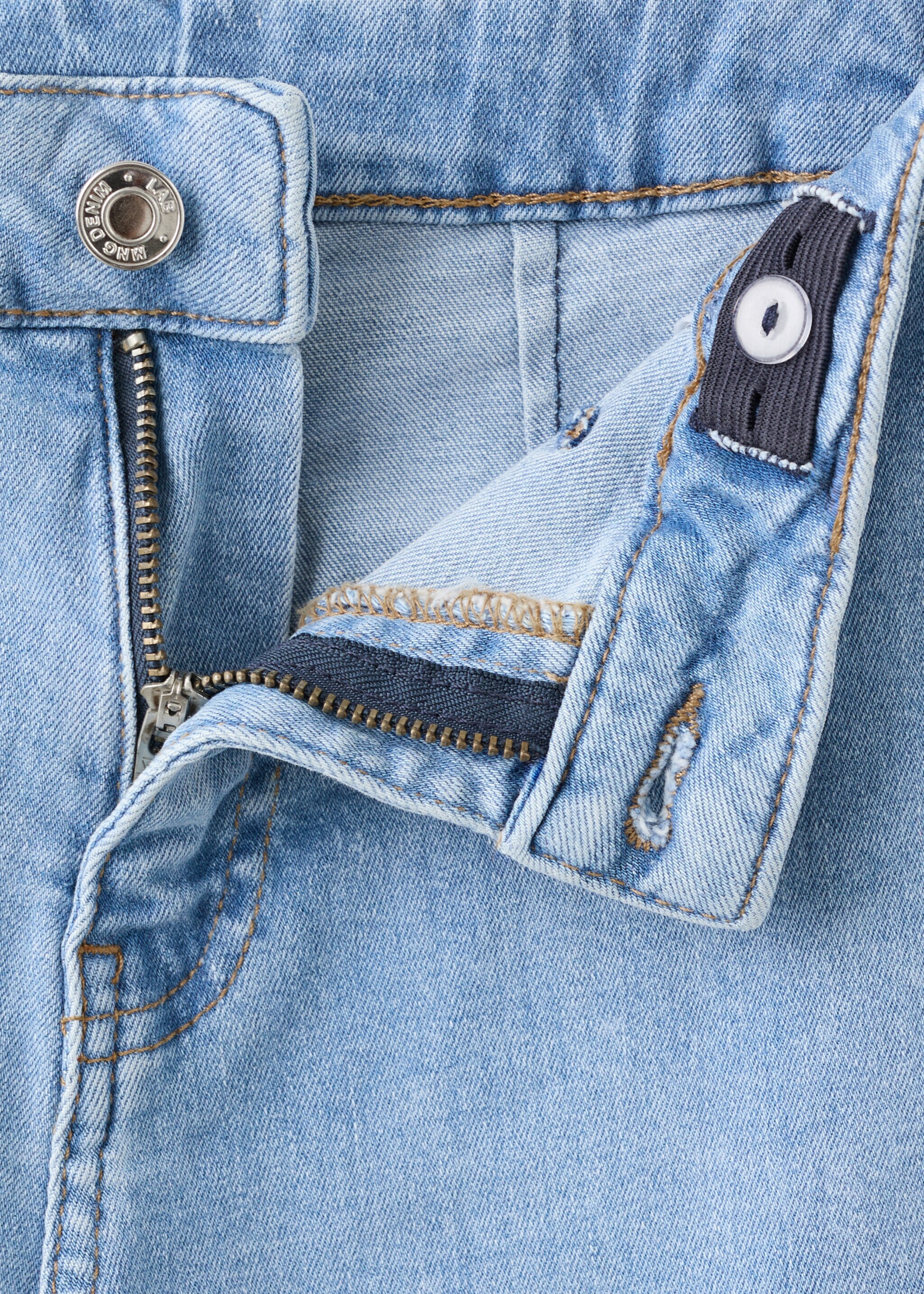 Wideleg low frayed hem jeans - Details of the article 8, Medium Blue. Ref: 27001259-00.