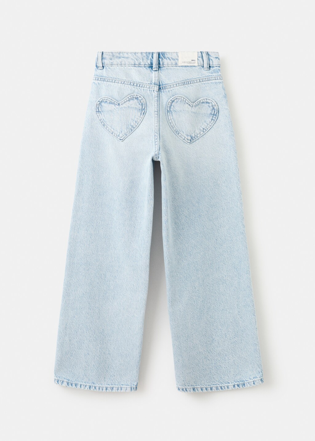 Wide-leg jeans with heart-shaped pockets