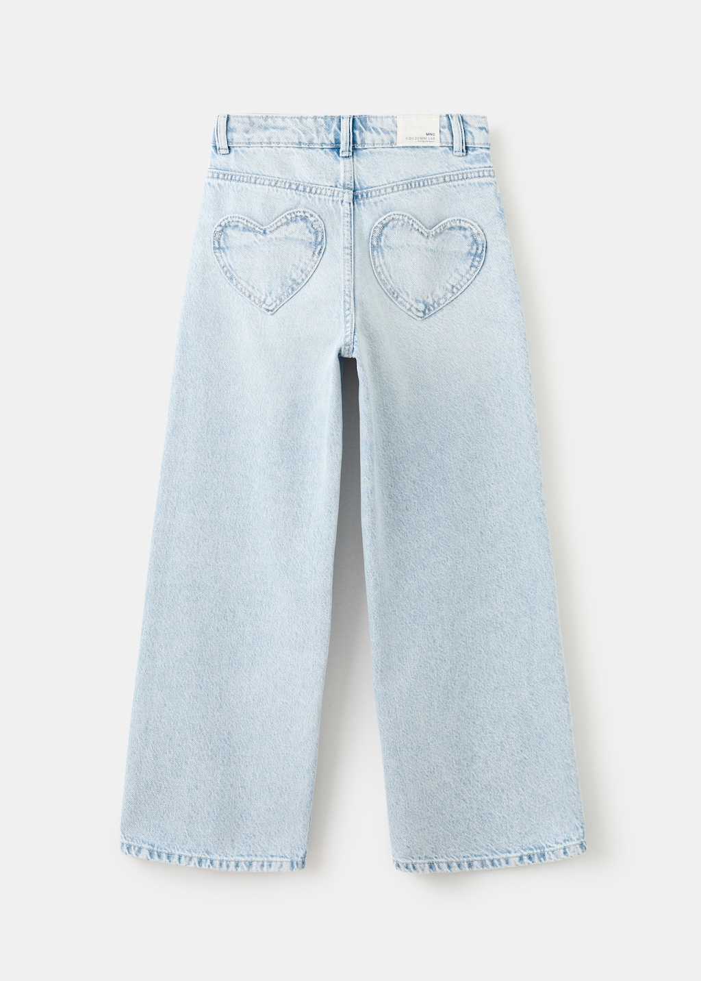Wide-leg jeans with heart-shaped pockets