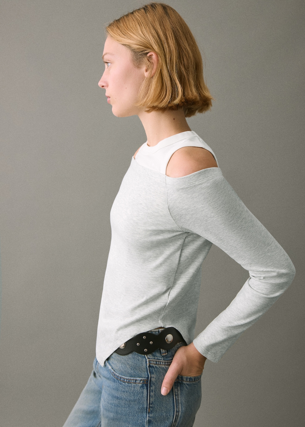 Asymmetrical double-effect T-shirt