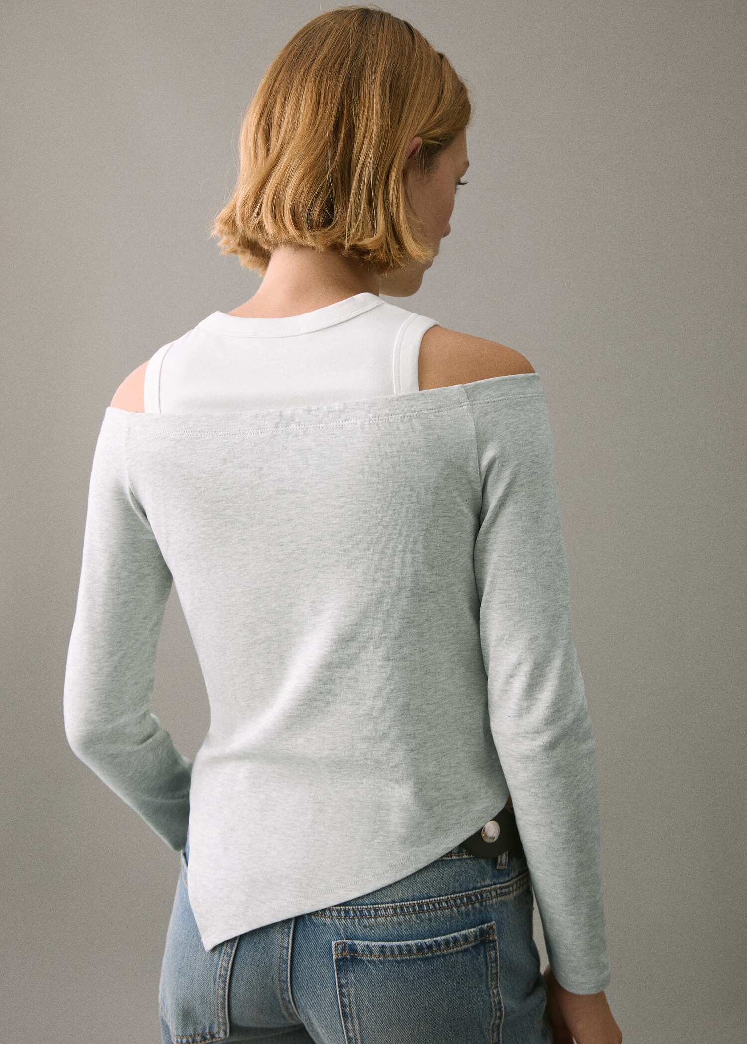 Asymmetrical double-effect t-shirt - Reverse of the article