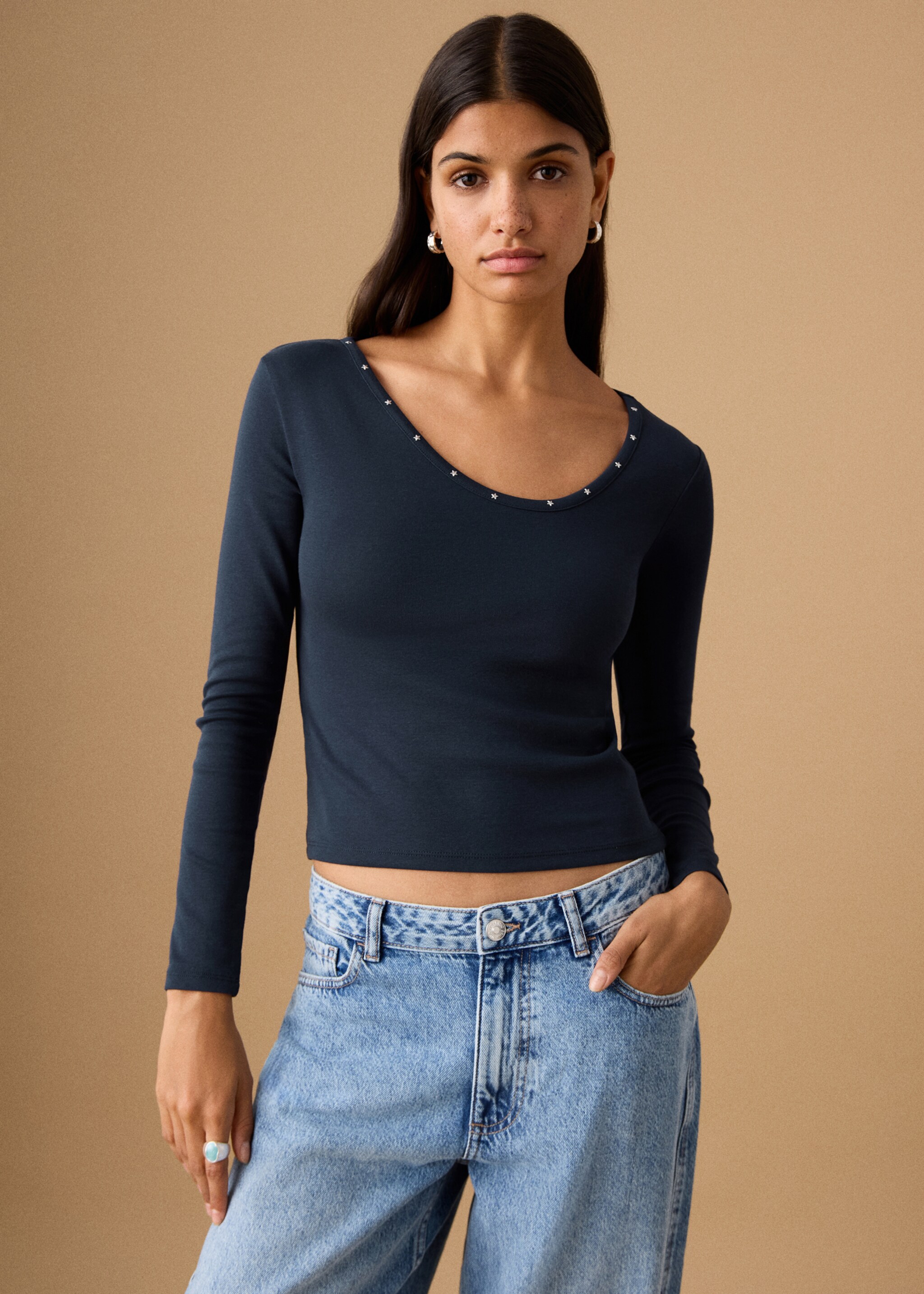 Star-studded t-shirt - Medium plane, Navy. Ref: 27001336-00.