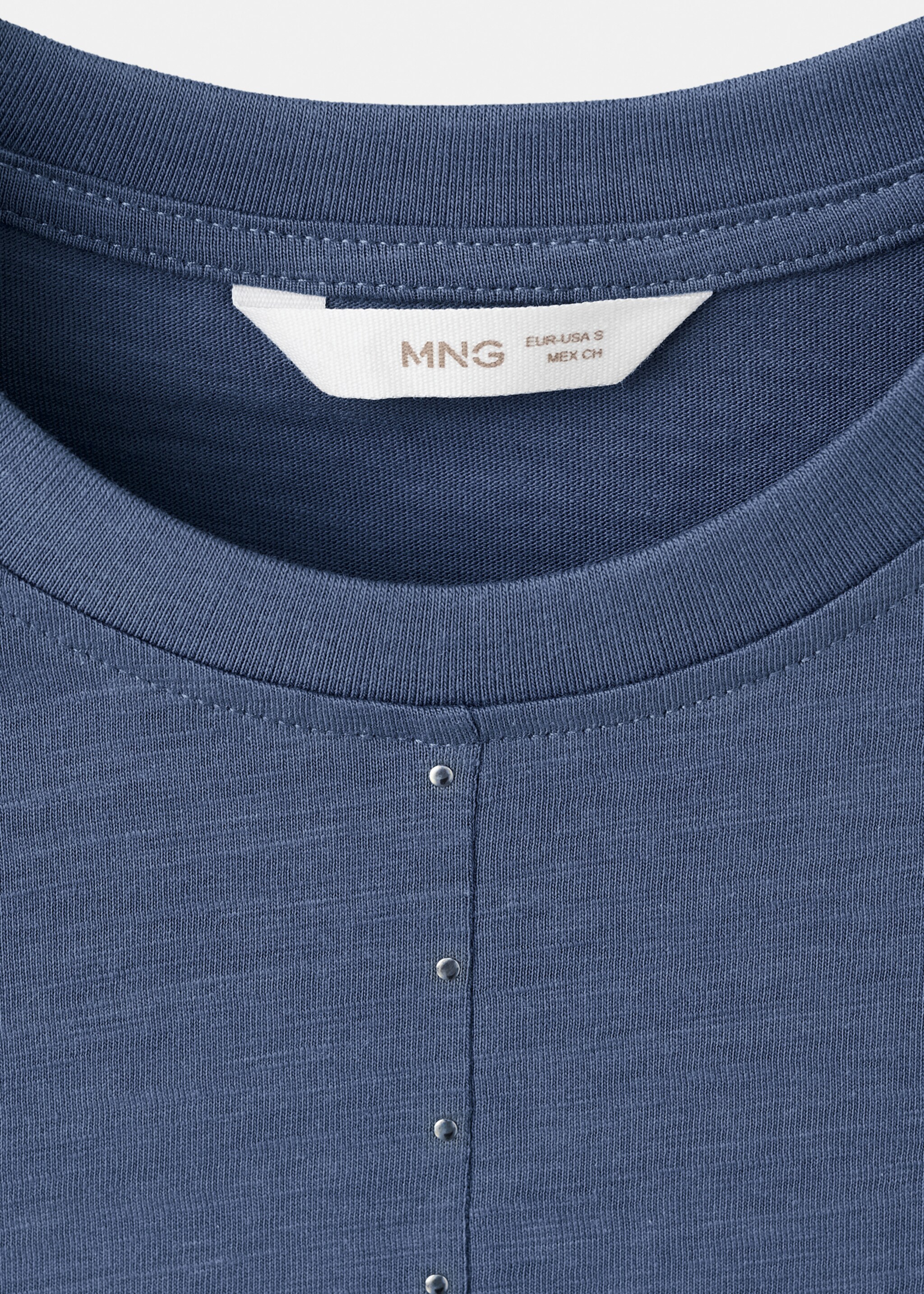 Short studded t-shirt - Details of the article 8, Blue. Ref: 27001337-00.