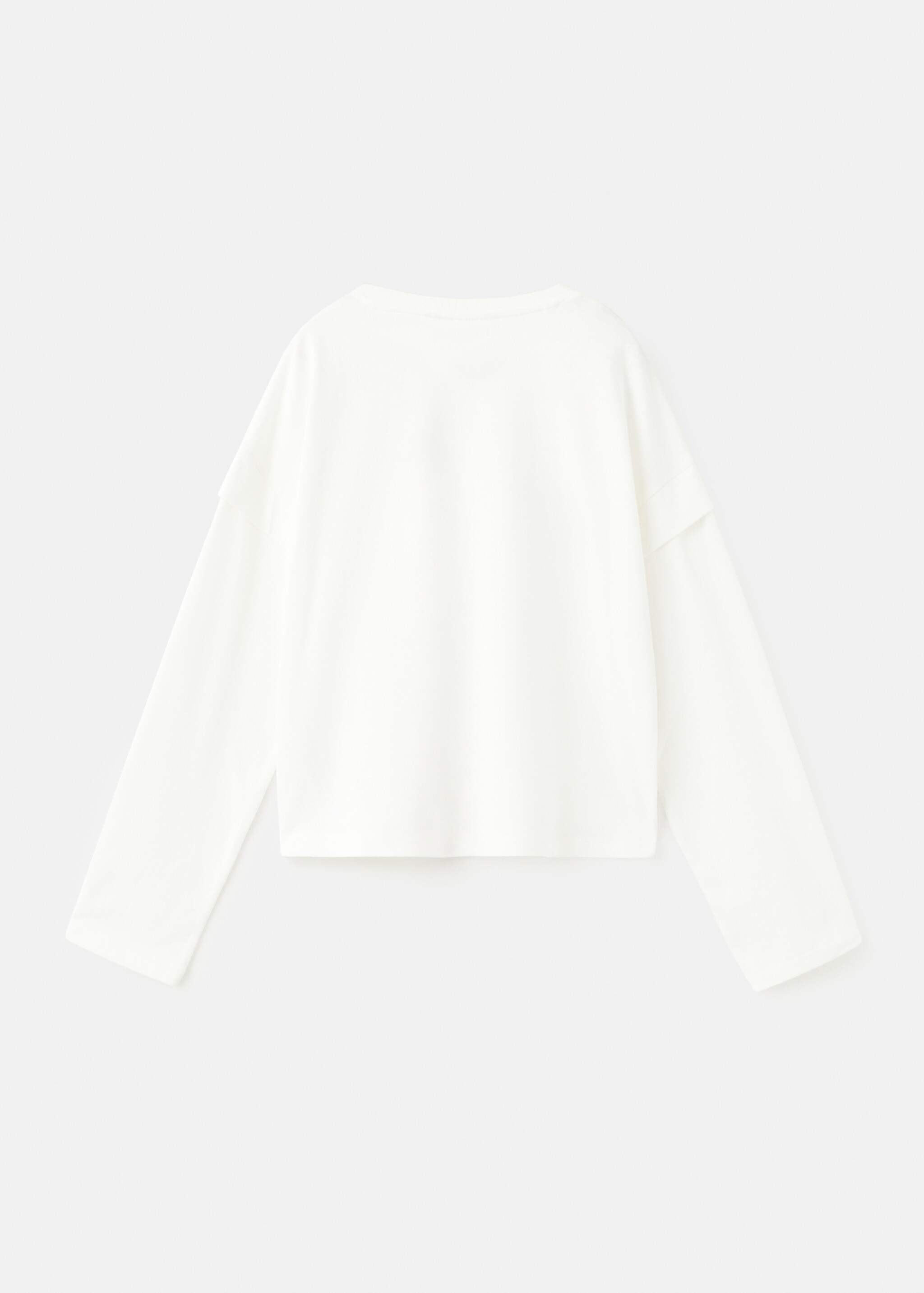 T-shirt met detail op mouw - Achterkant van het artikel, Gebroken wit. Ref: 27001339-00.