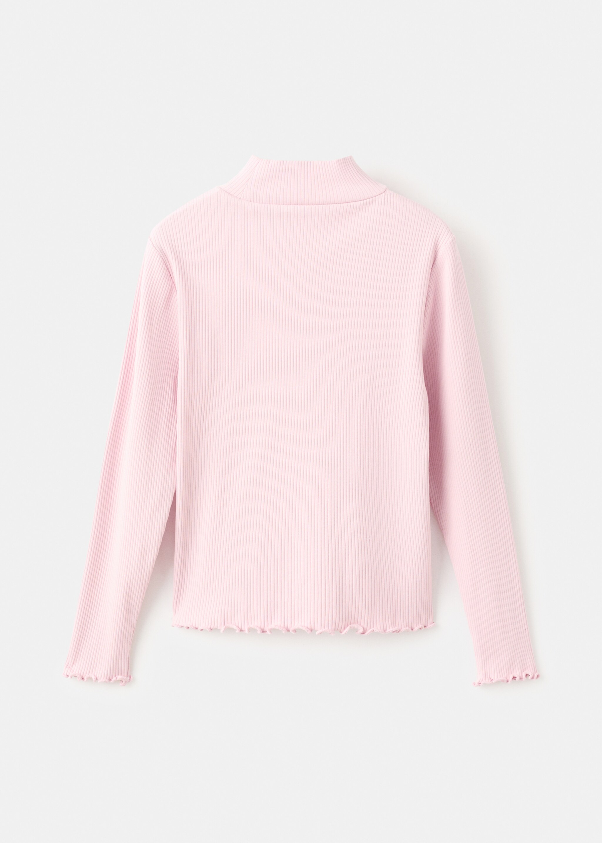 Geribd T-shirt met lange mouwen - Achterkant van het artikel, Roze. Ref: 27001341-00.