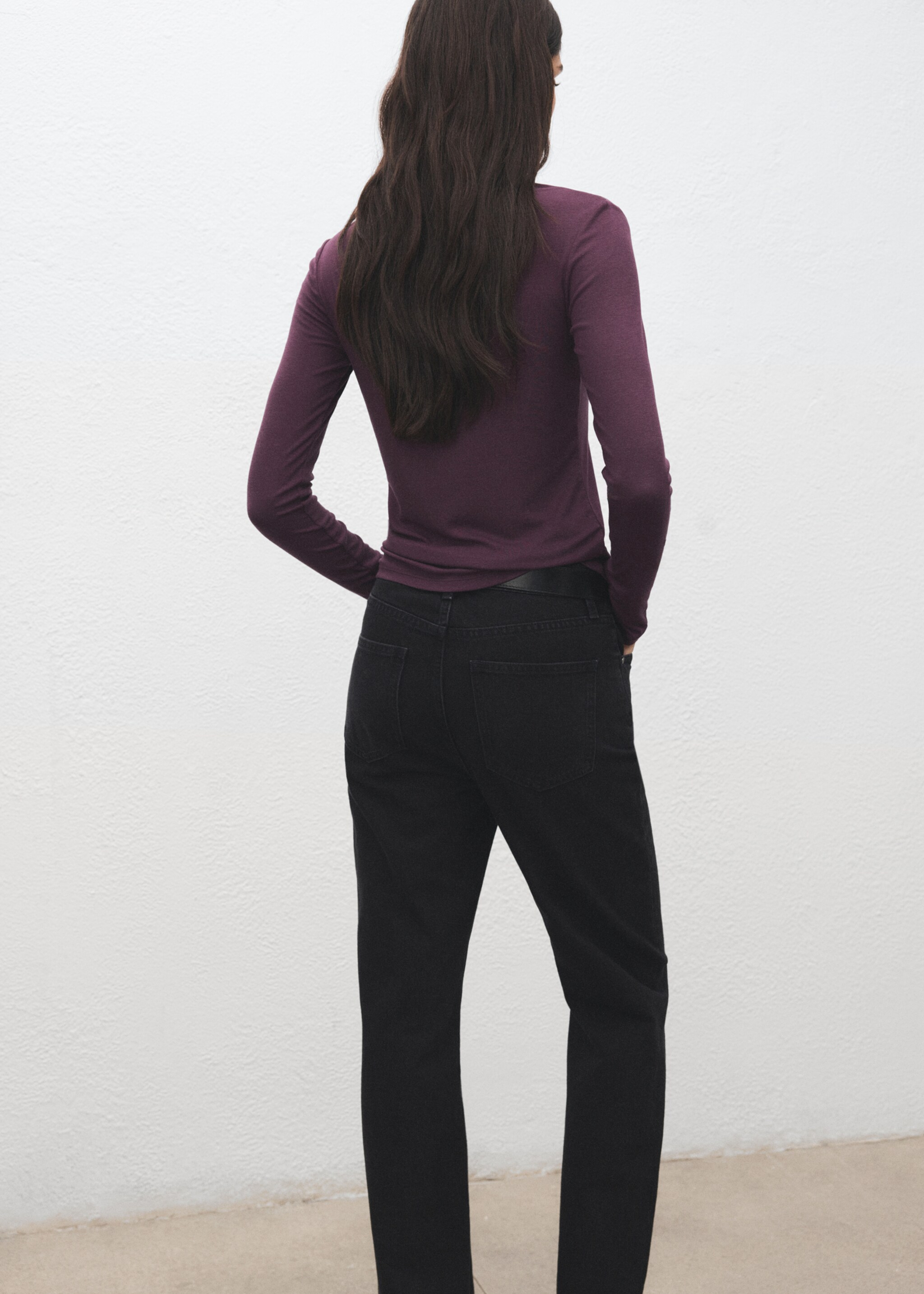 Long sleeve T-shirt - Reverse of the article, Burgundy. Ref: 27001344-00.