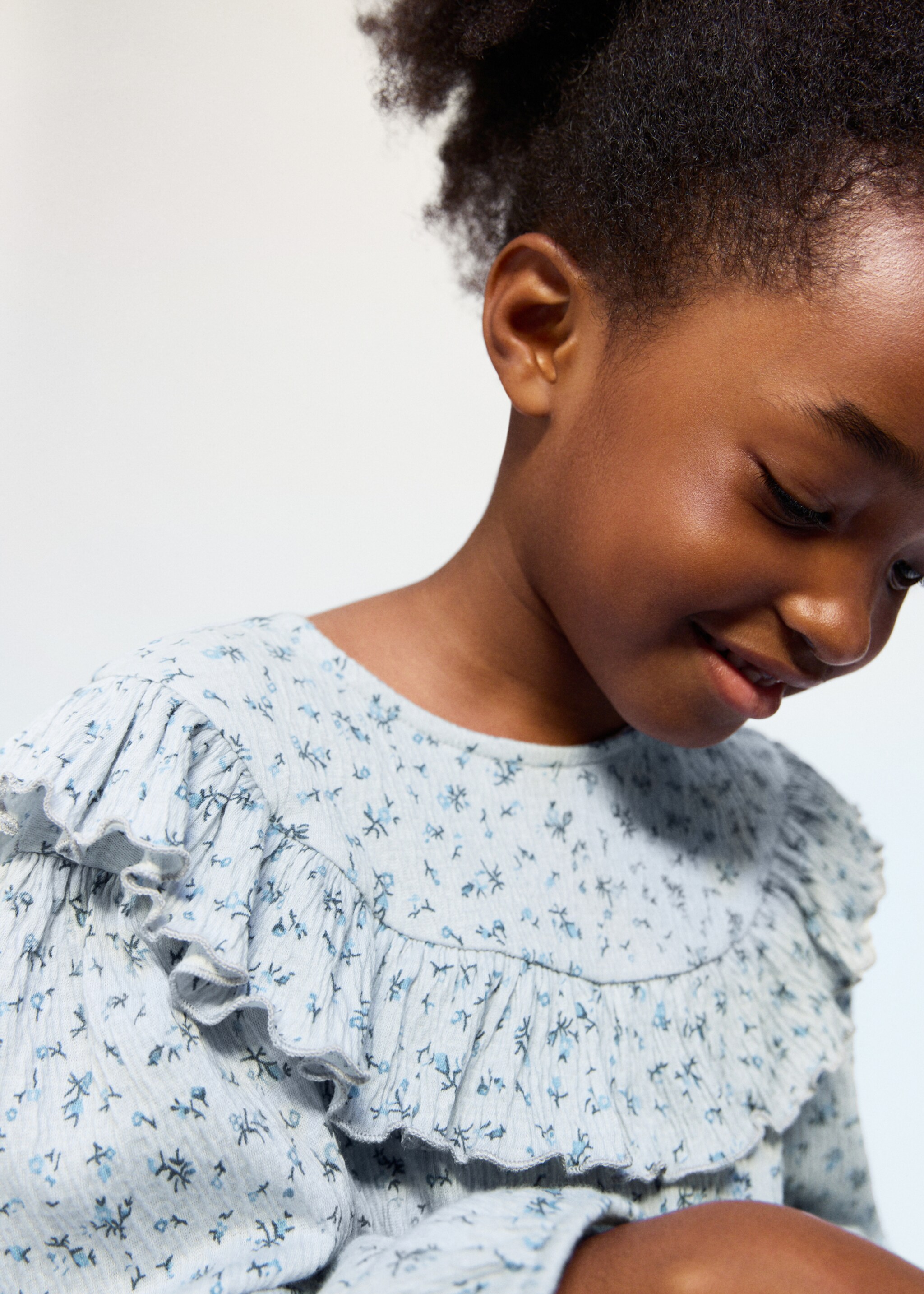 Floral print T-shirt - Medium plane, Light/Pastel Grey. Ref: 27001345-00.