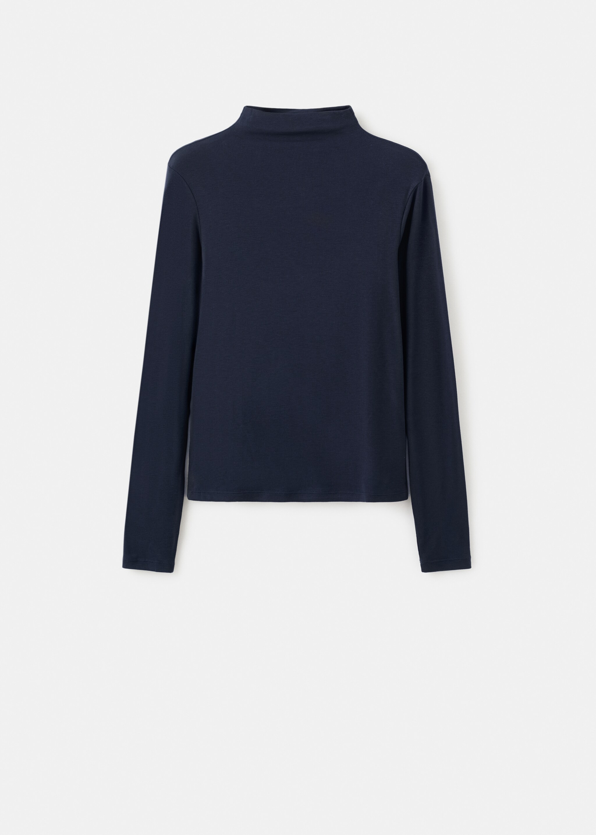 تي شيرت بتصميم ياقة مرفوعة - منتج دون نموذج, أزرق غامق. Ref: 27001347-00.