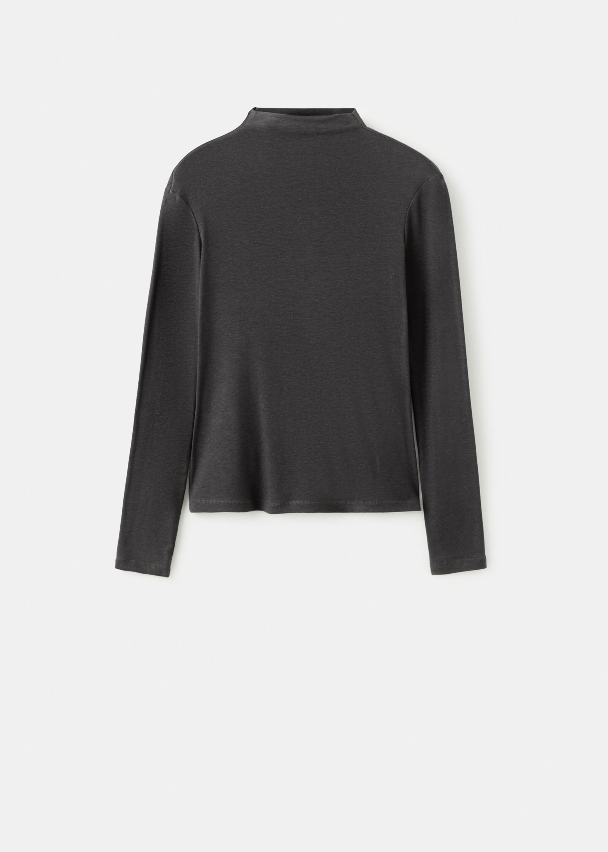 تي شيرت بتصميم ياقة مرفوعة - منتج دون نموذج, رمادي. Ref: 27001347-00.