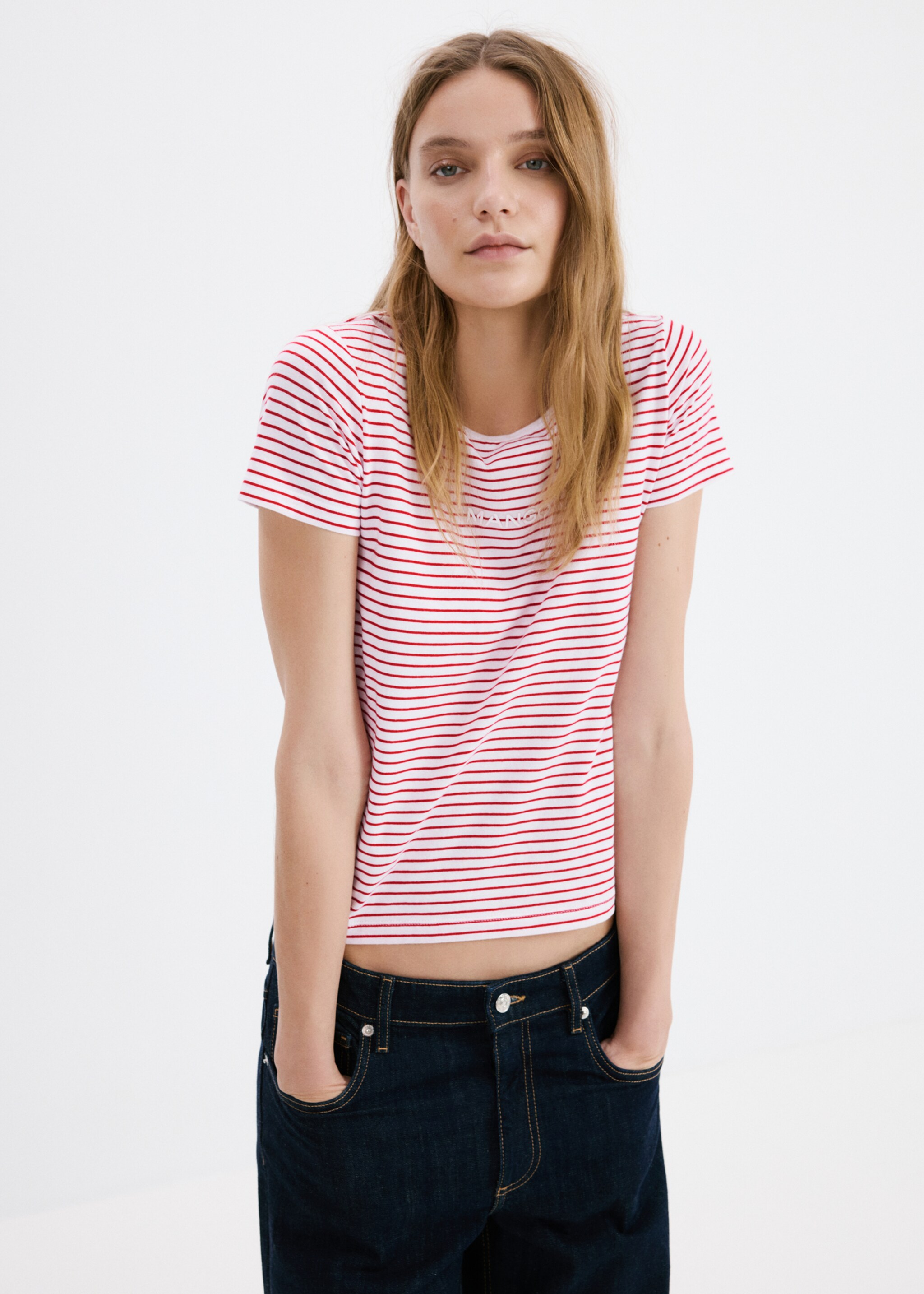 Logo print cotton t-shirt - Medium plane, Red. Ref: 27001351-00.