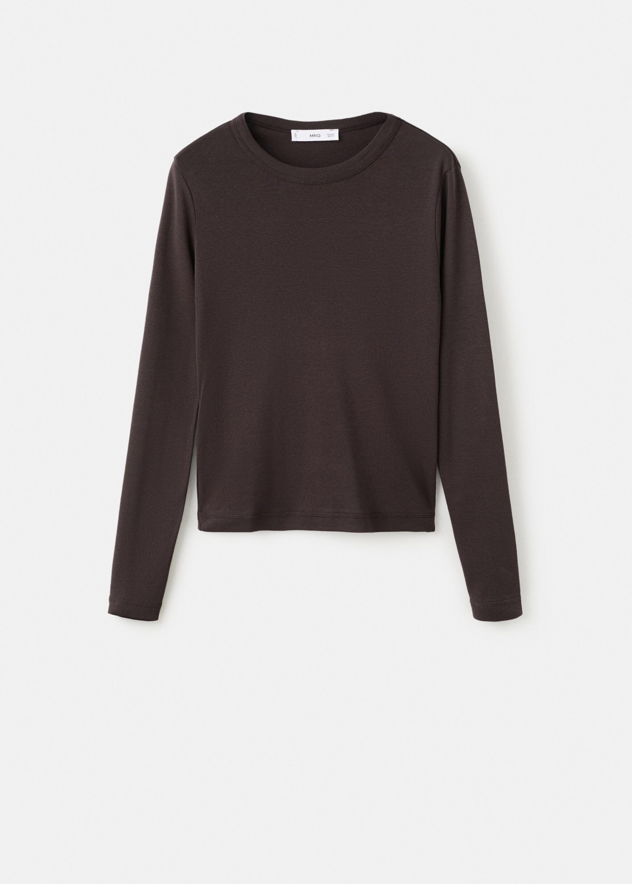 Long sleeve cotton t-shirt - Article without model, Brown. Ref: 27001352-00.