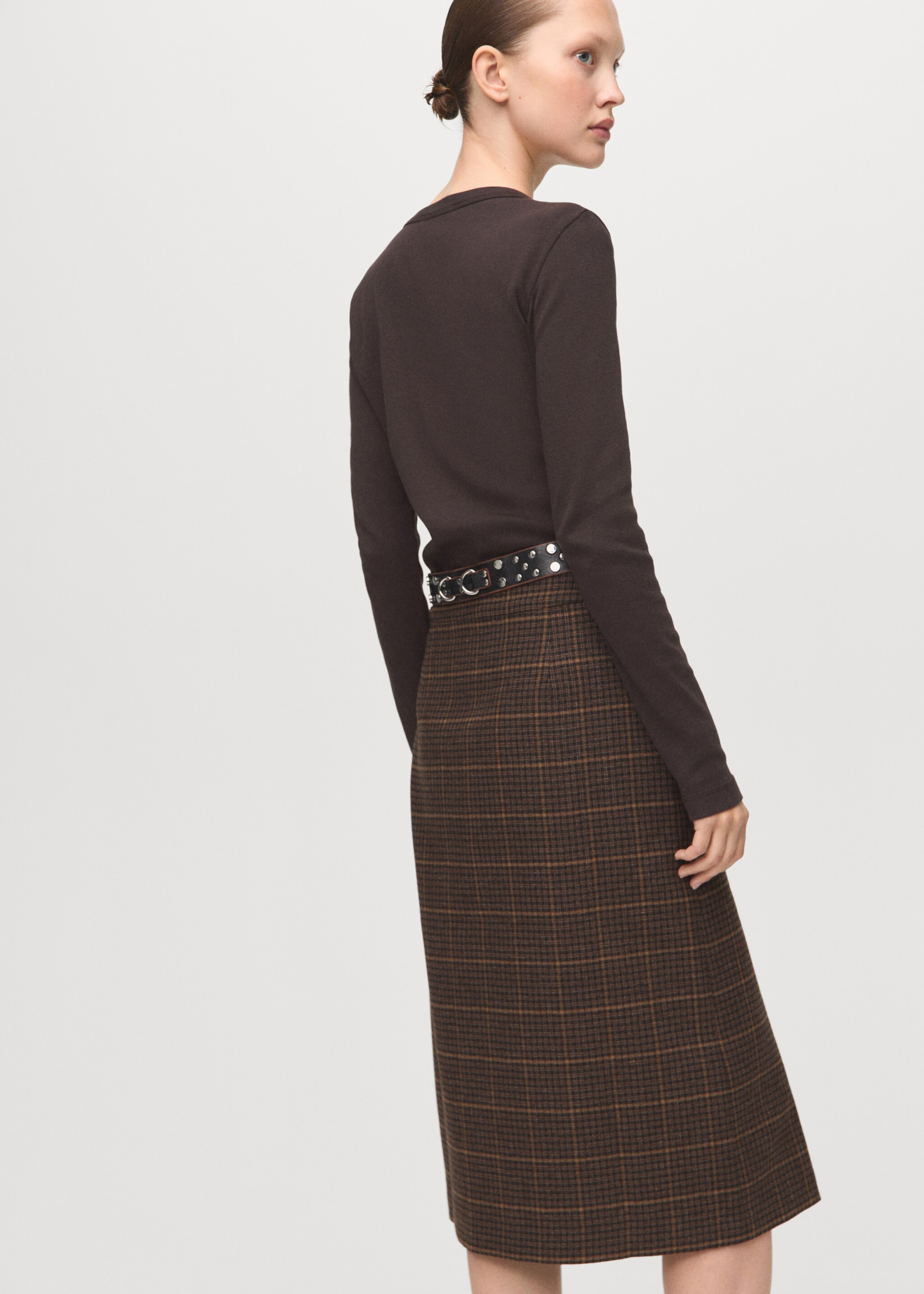 Long sleeve cotton t-shirt - Reverse of the article, Brown. Ref: 27001352-00.