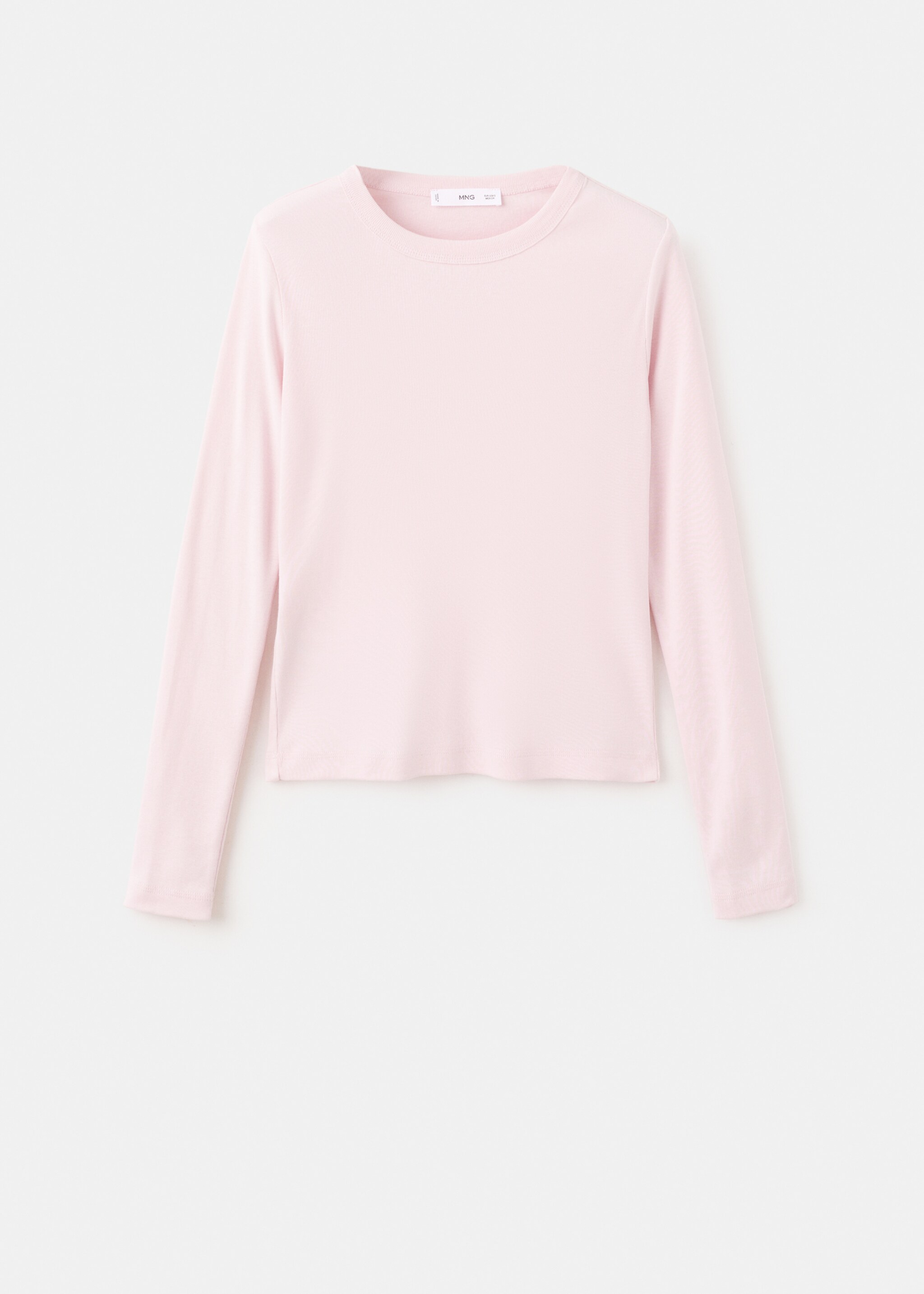 Long sleeve cotton t-shirt - Article without model, Pastel Pink. Ref: 27001352-00.