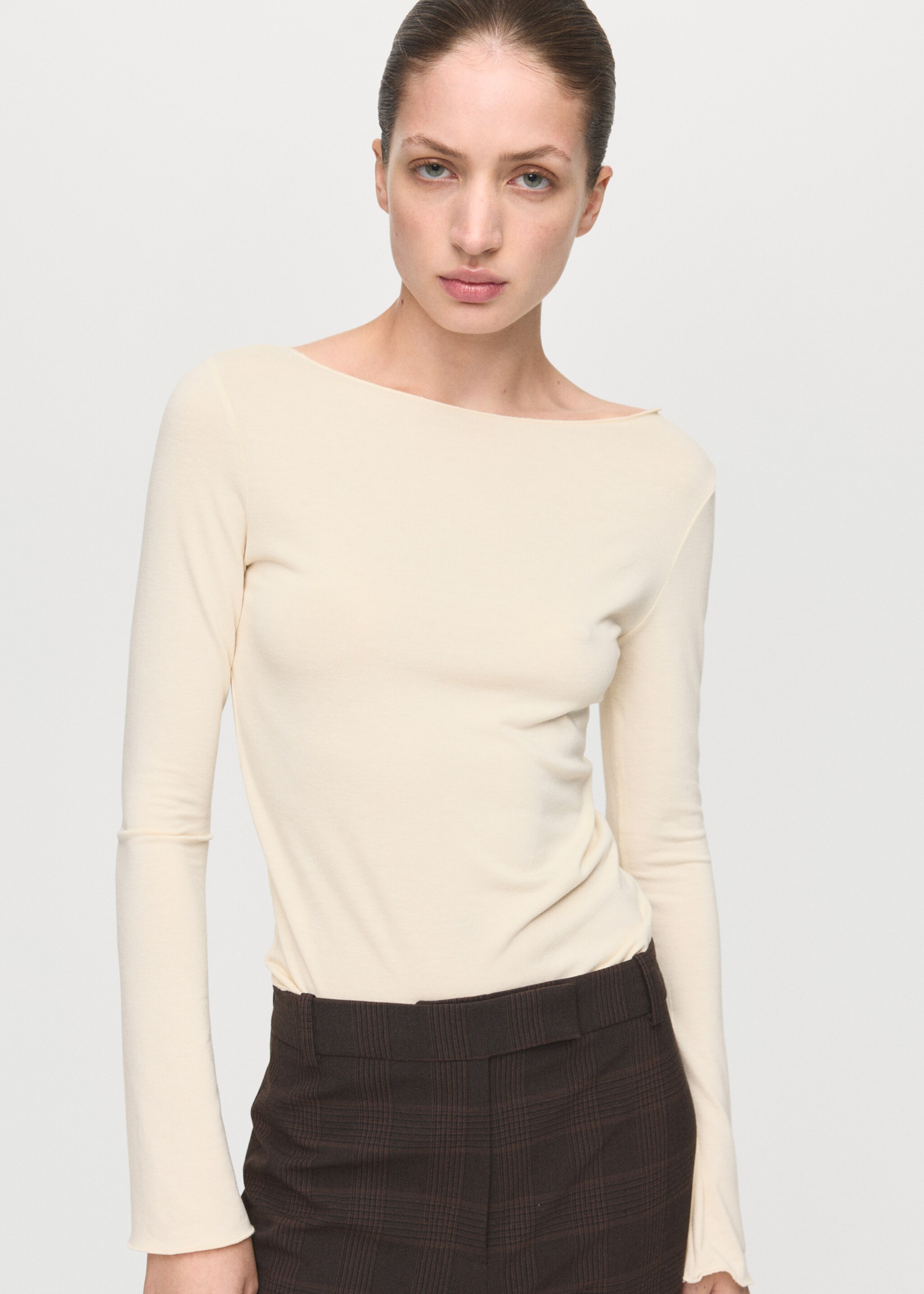 Boat neck t-shirt - Medium plane, Vanilla. Ref: 27001353-00.