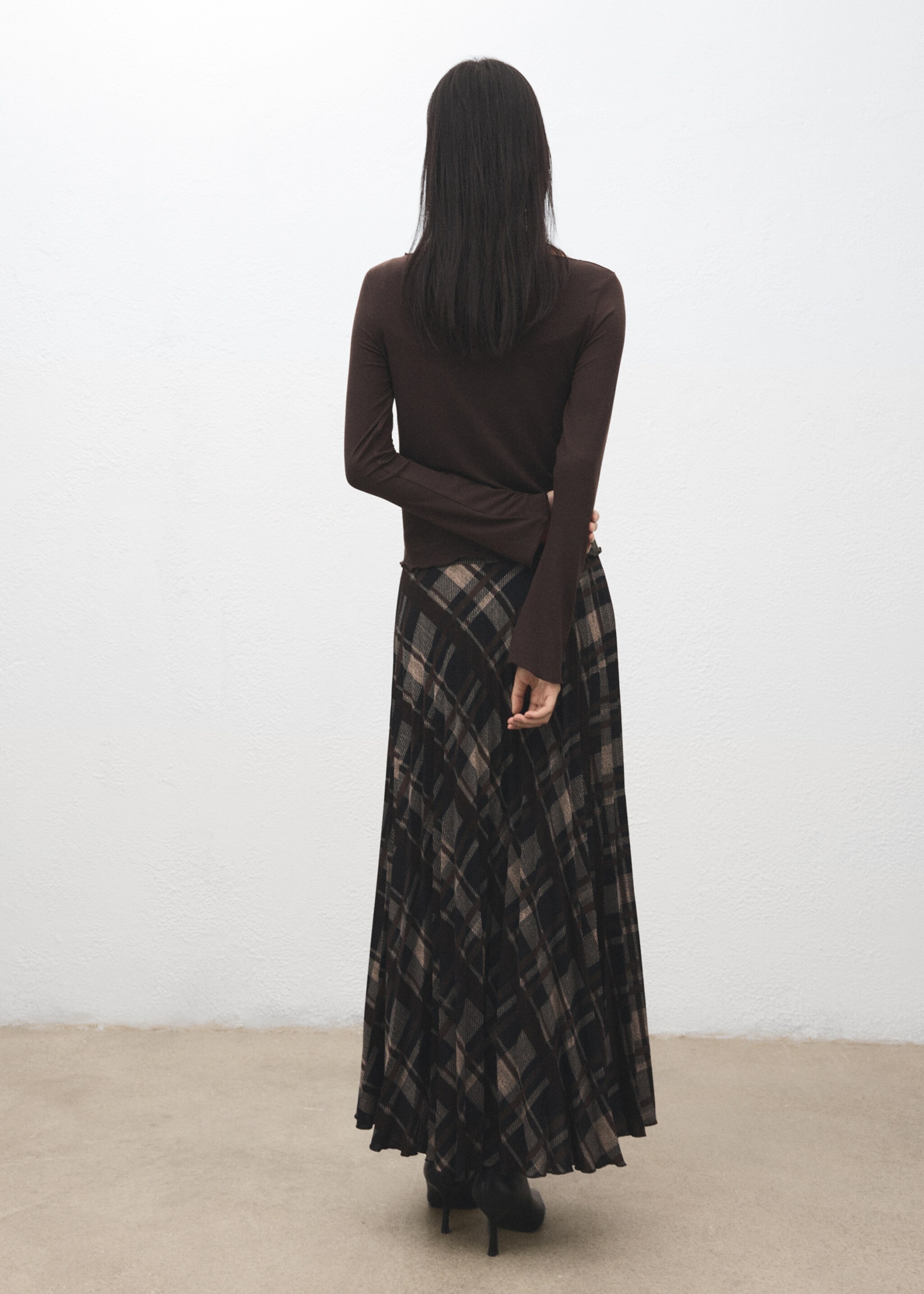 Boat neck t-shirt - Reverse of the article, Brown. Ref: 27001353-00.