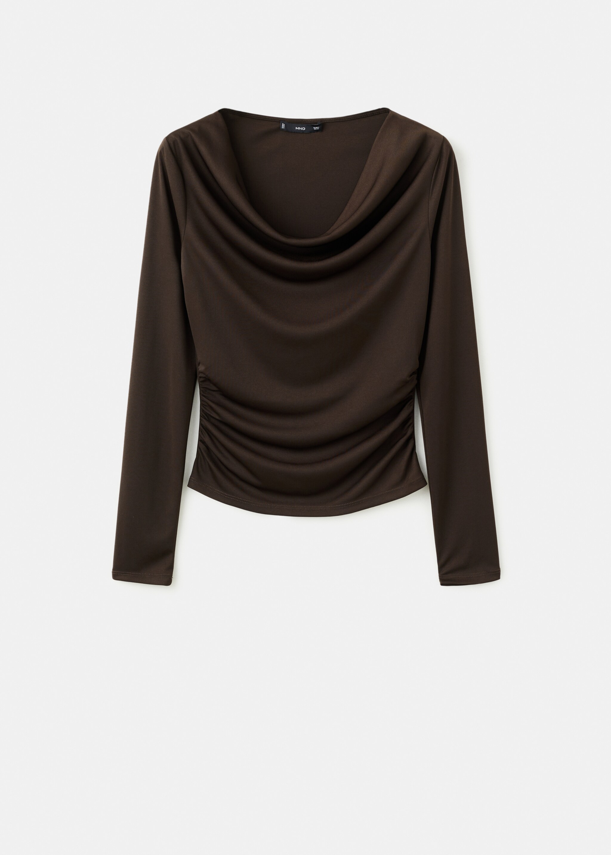 Fitted top with draped neckline - Article without model, Brown. Ref: 27001354-00.