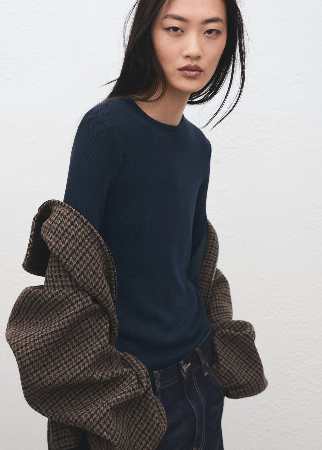Mango Ribbed long-sleeved t-shirt