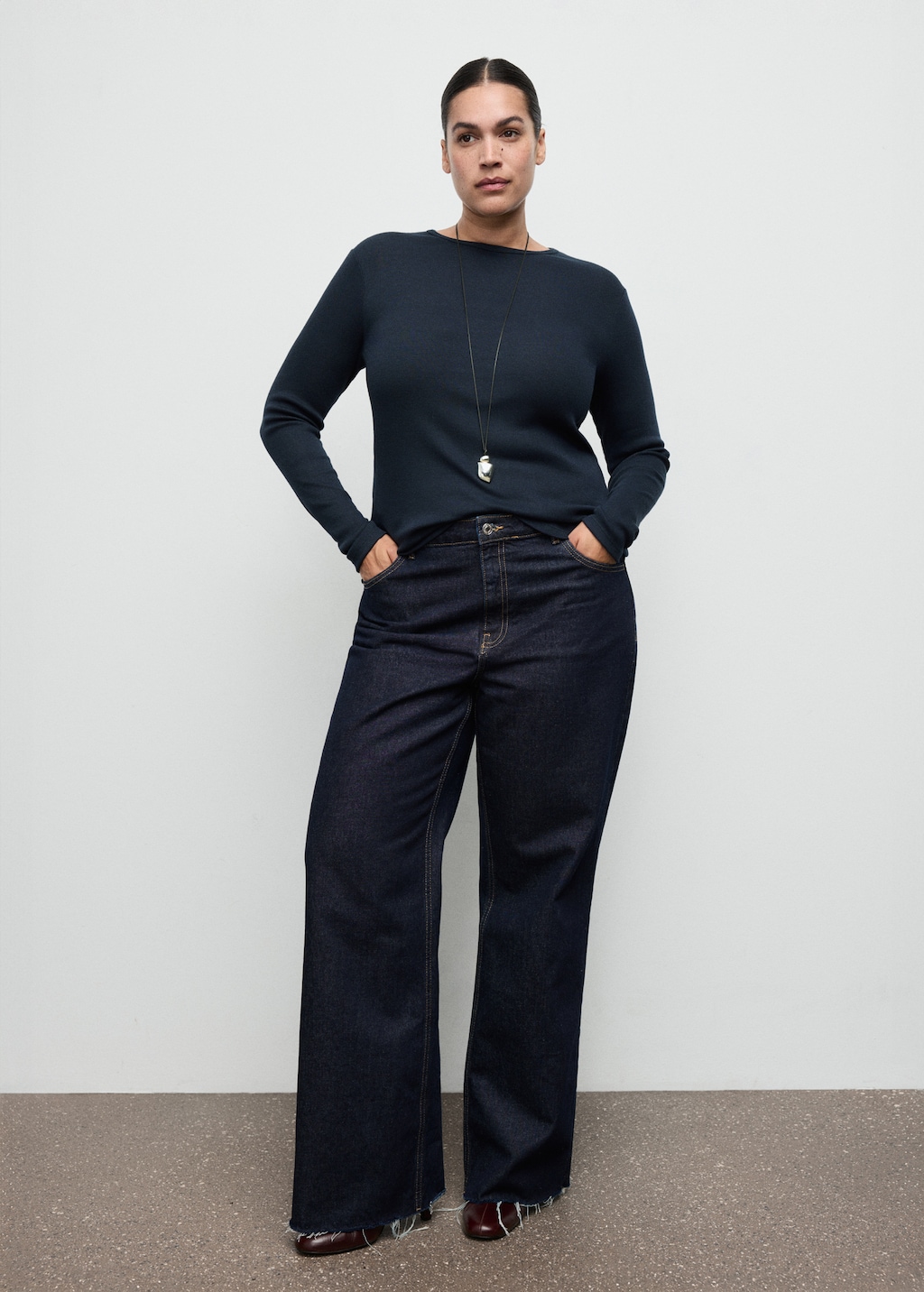 Mango Ribbed long-sleeved t-shirt