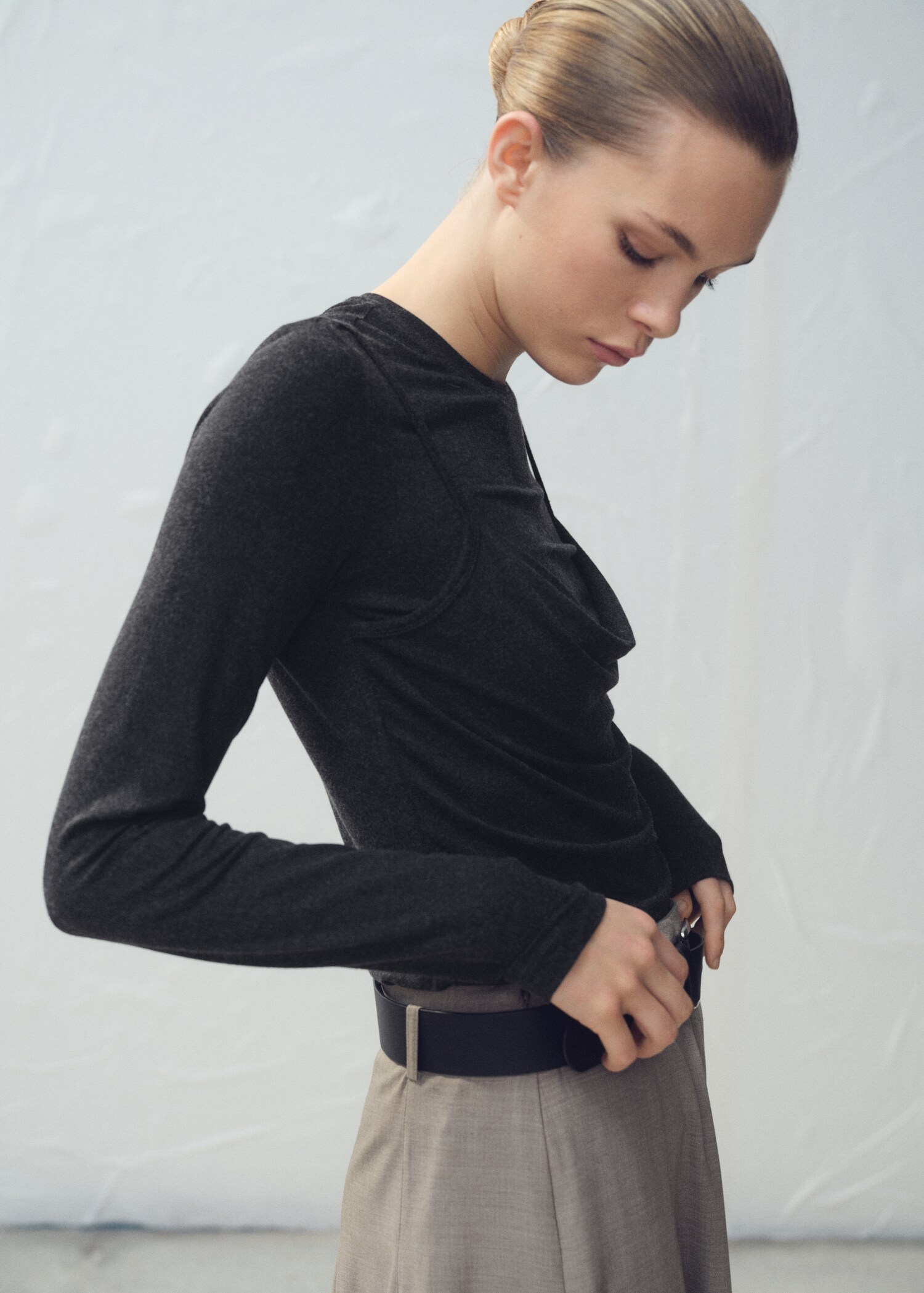 Draped combined t-shirt - Medium plane