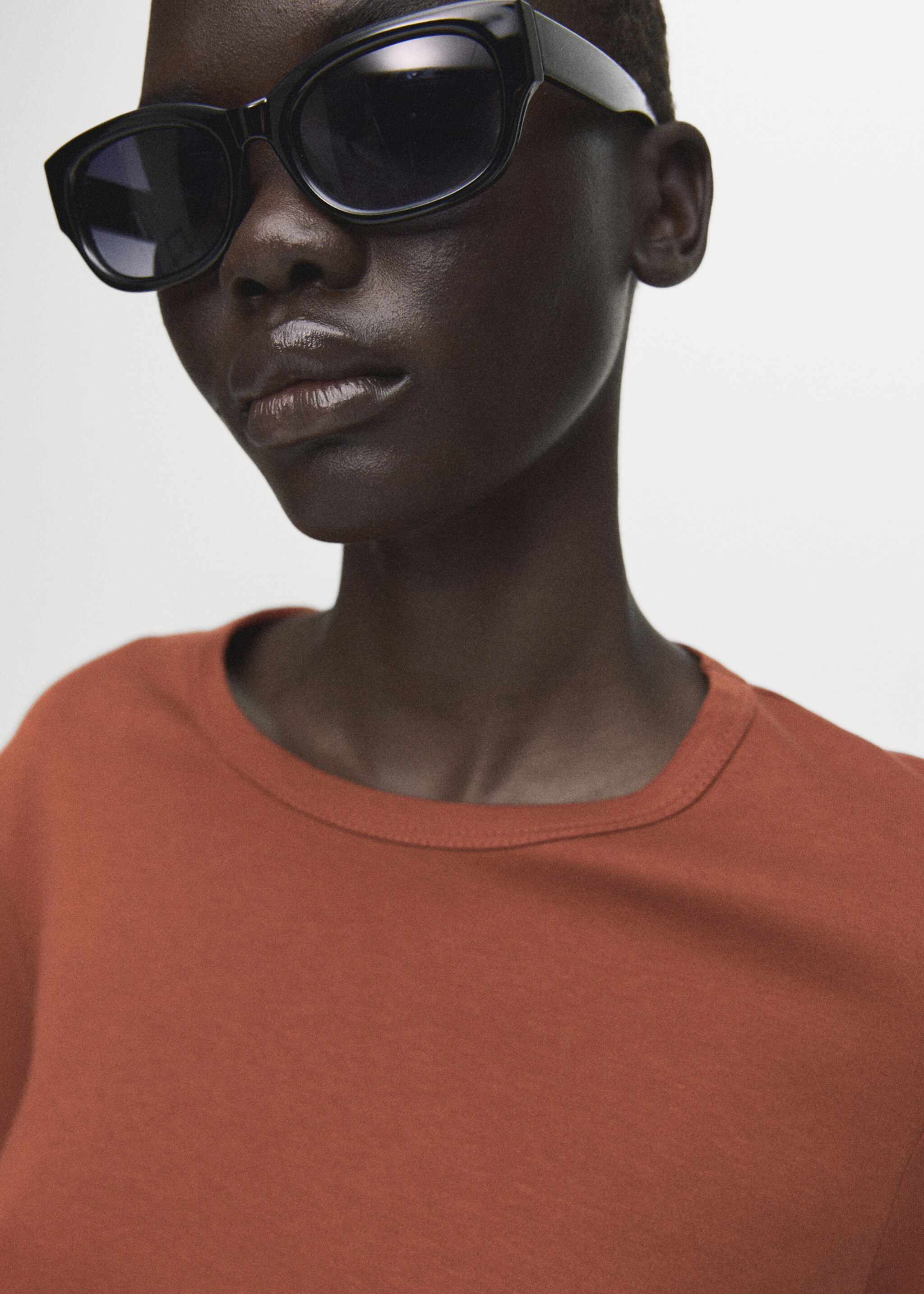 Long sleeve cotton t-shirt - Details of the article 1, Russet. Ref: 27001357-00.