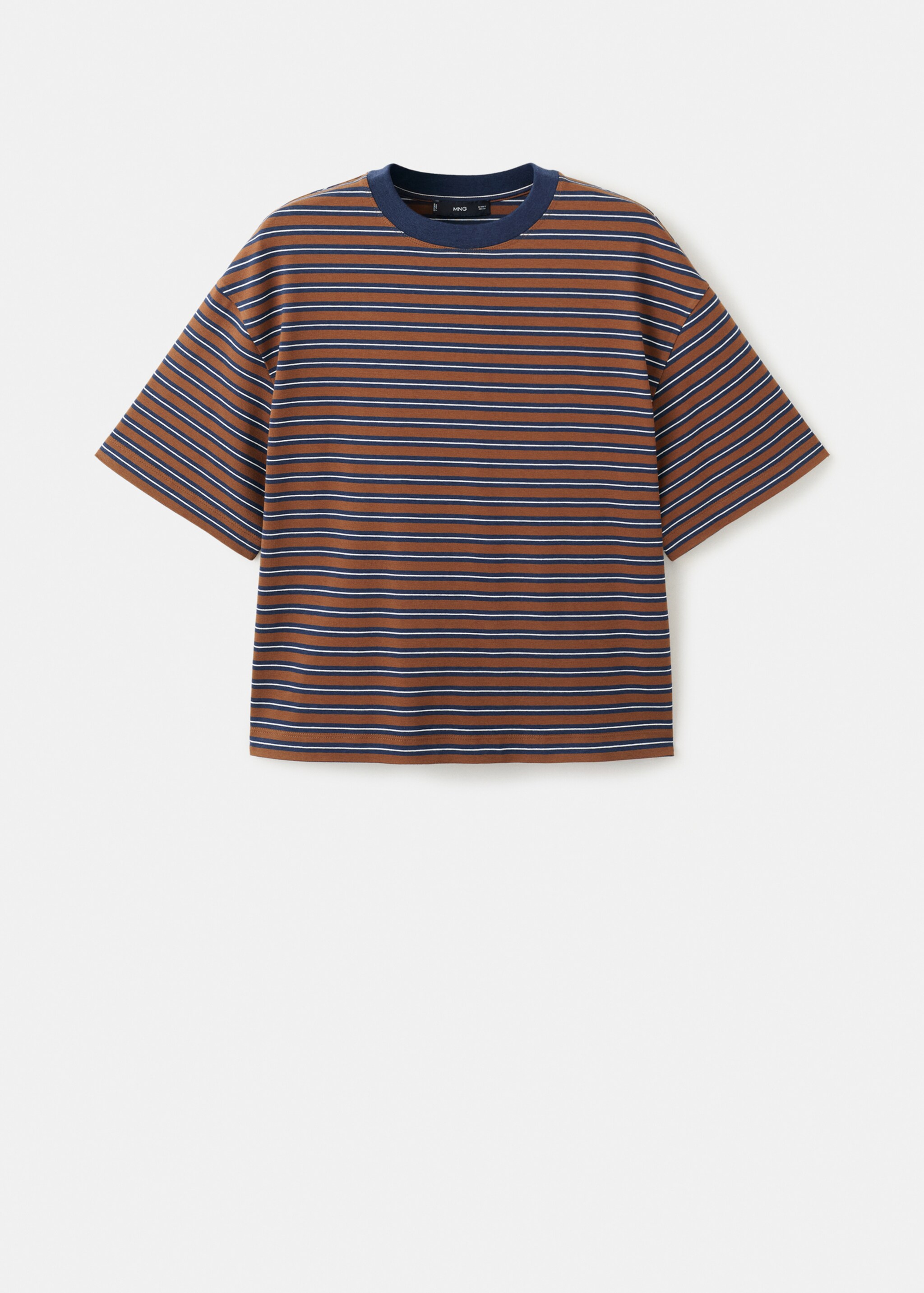 Striped short-sleeved t-shirt - Article without model, Russet. Ref: 27001359-00.