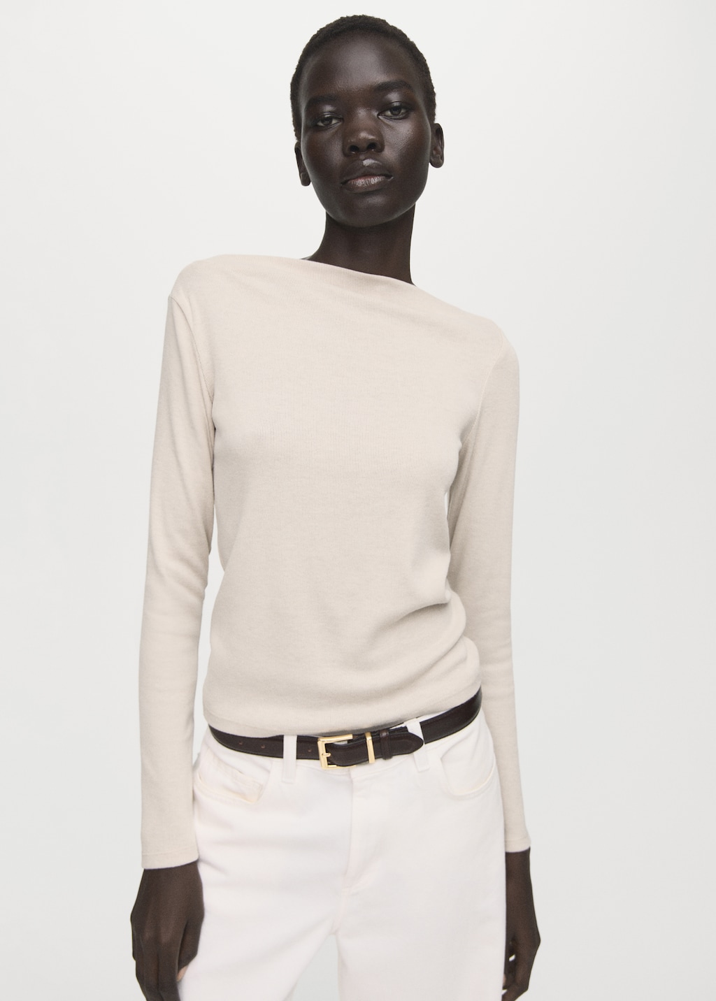 Long-sleeved boat-neck t-shirt - Women | MANGO USA