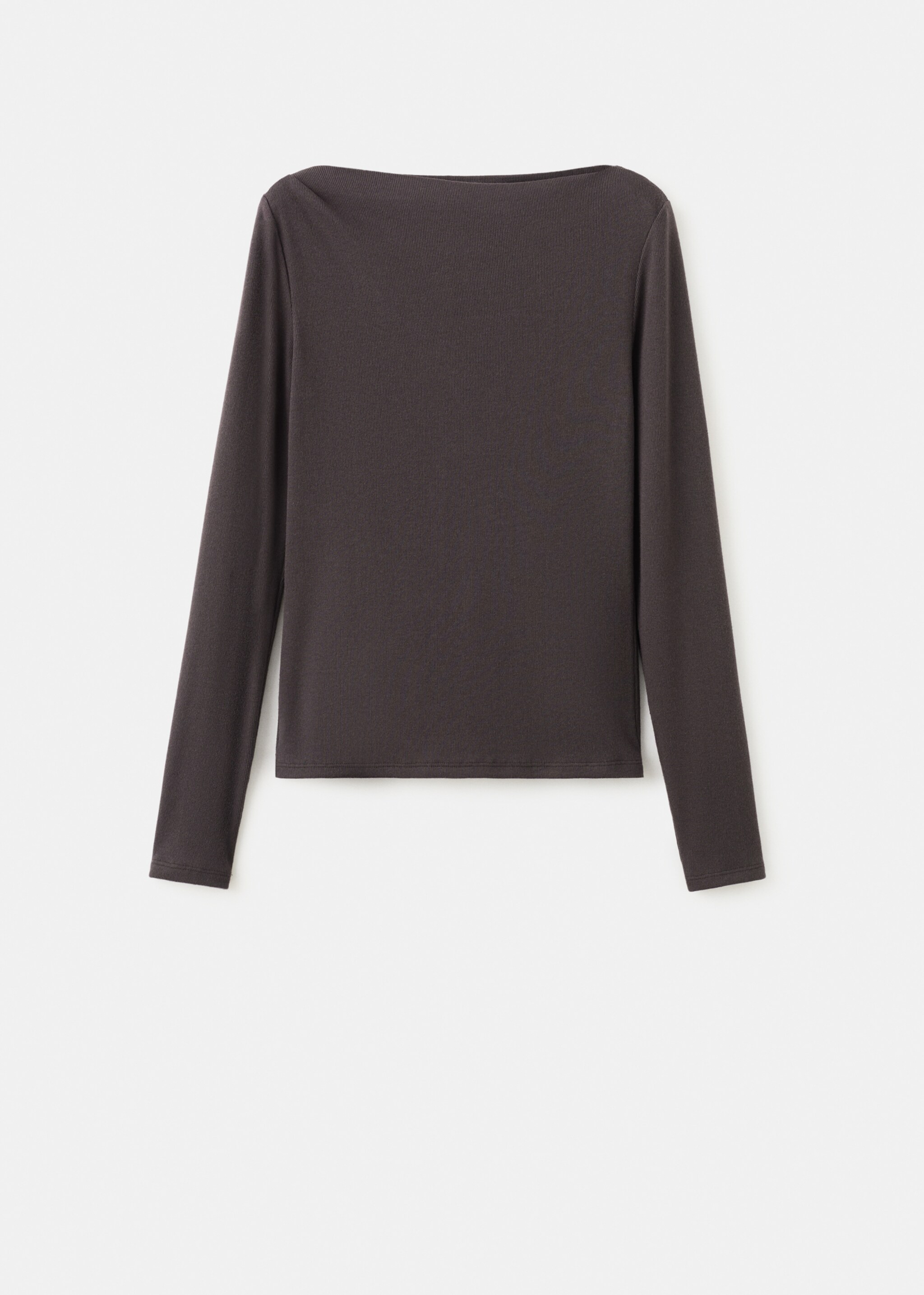 Long-sleeved boat-neck t-shirt - Article without model, Chocolate. Ref: 27001360-00.