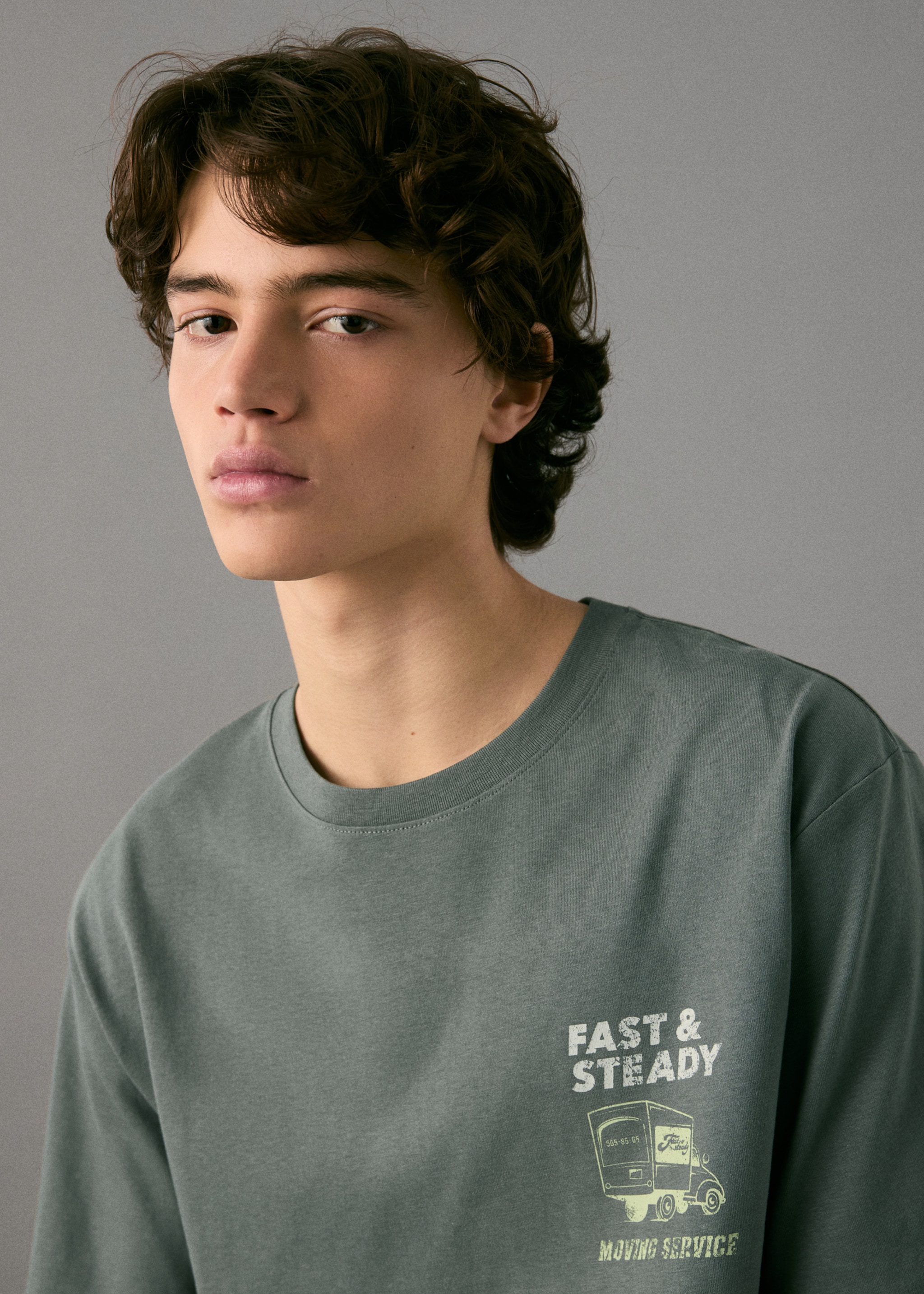 T-shirt coton imprimé - Détail de l'article 1, Vert. Ref: 27001519-00.