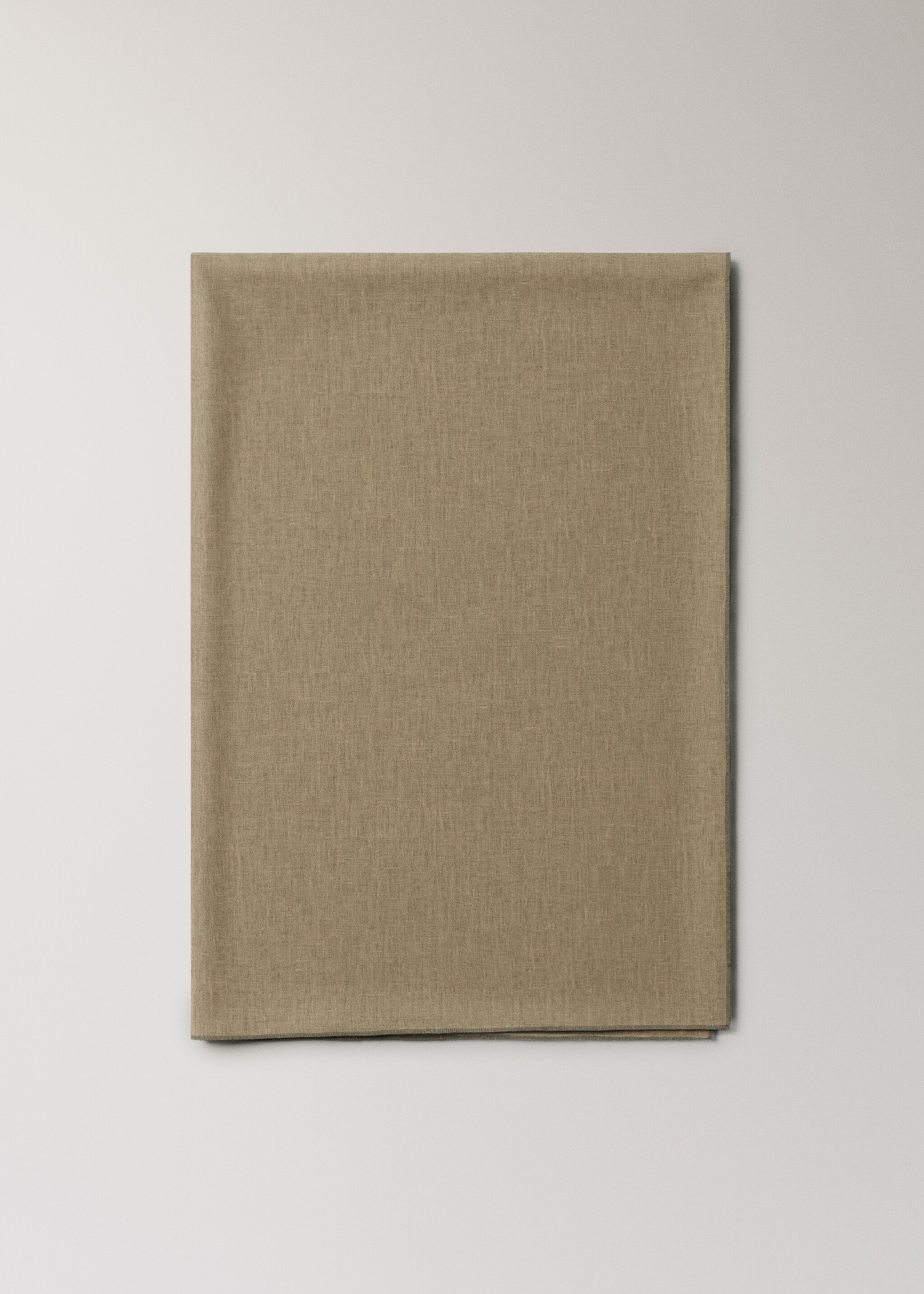 100% resin-coated linen tablecloth with contrasting overlock for 6 to 8 diners - Article without model, Light/Pastel Brown. Ref: 27001552-00.