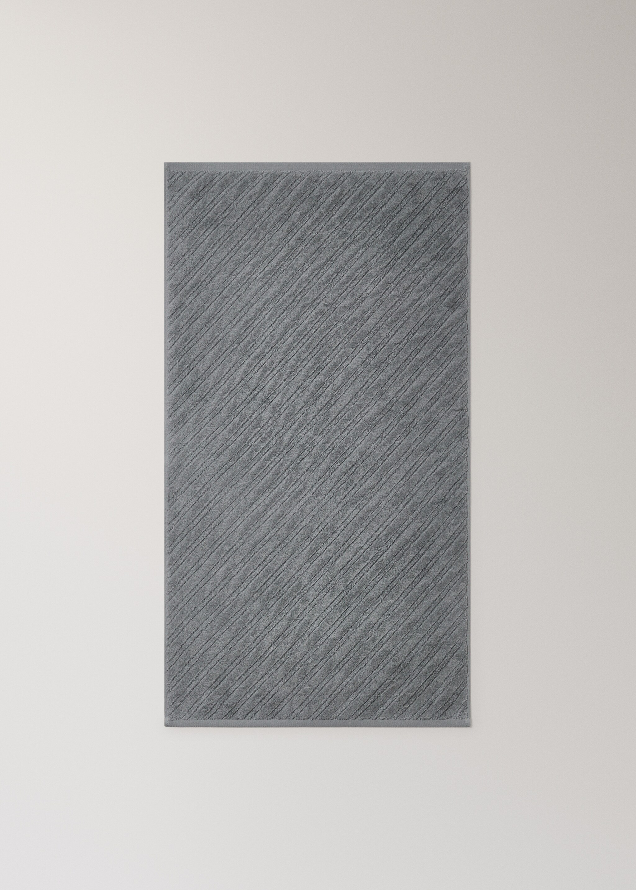 Ručník na umyvadlo s diagonální strukturou z bavlněného froté - Detail zboží 3, Modrá indigo. Ref: 27001553-00.