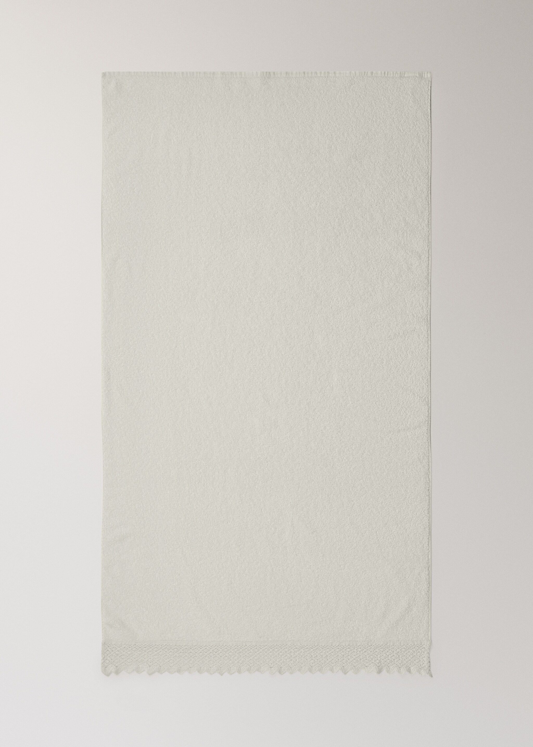 100% cotton bath towel with lace trim - Details of the article 3, Ecru. Ref: 27001566-00.