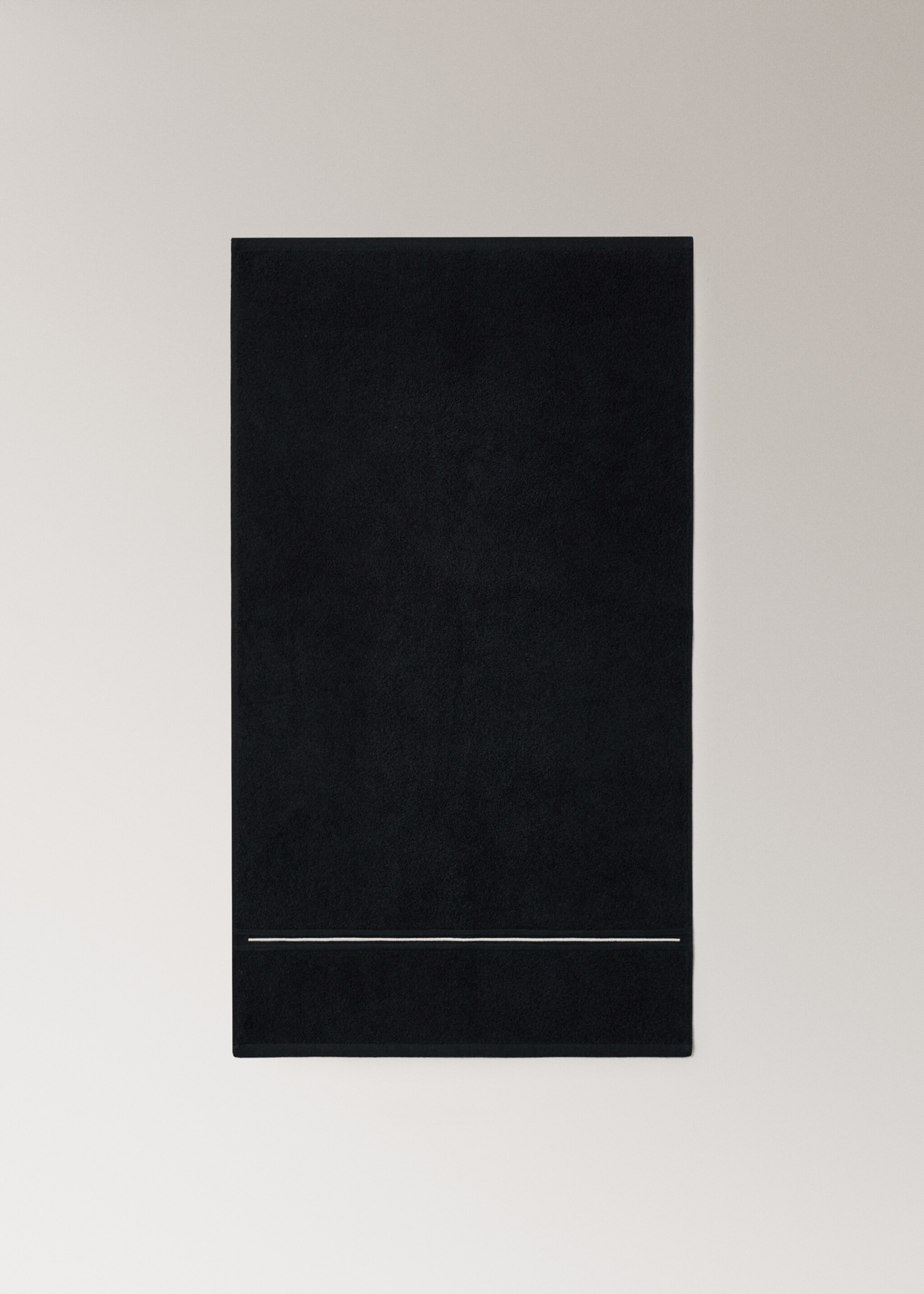 Baumwollwaschtuch mit gesticktem Saum - Detail des Artikels 3, Schwarz. Ref: 27001572-00.