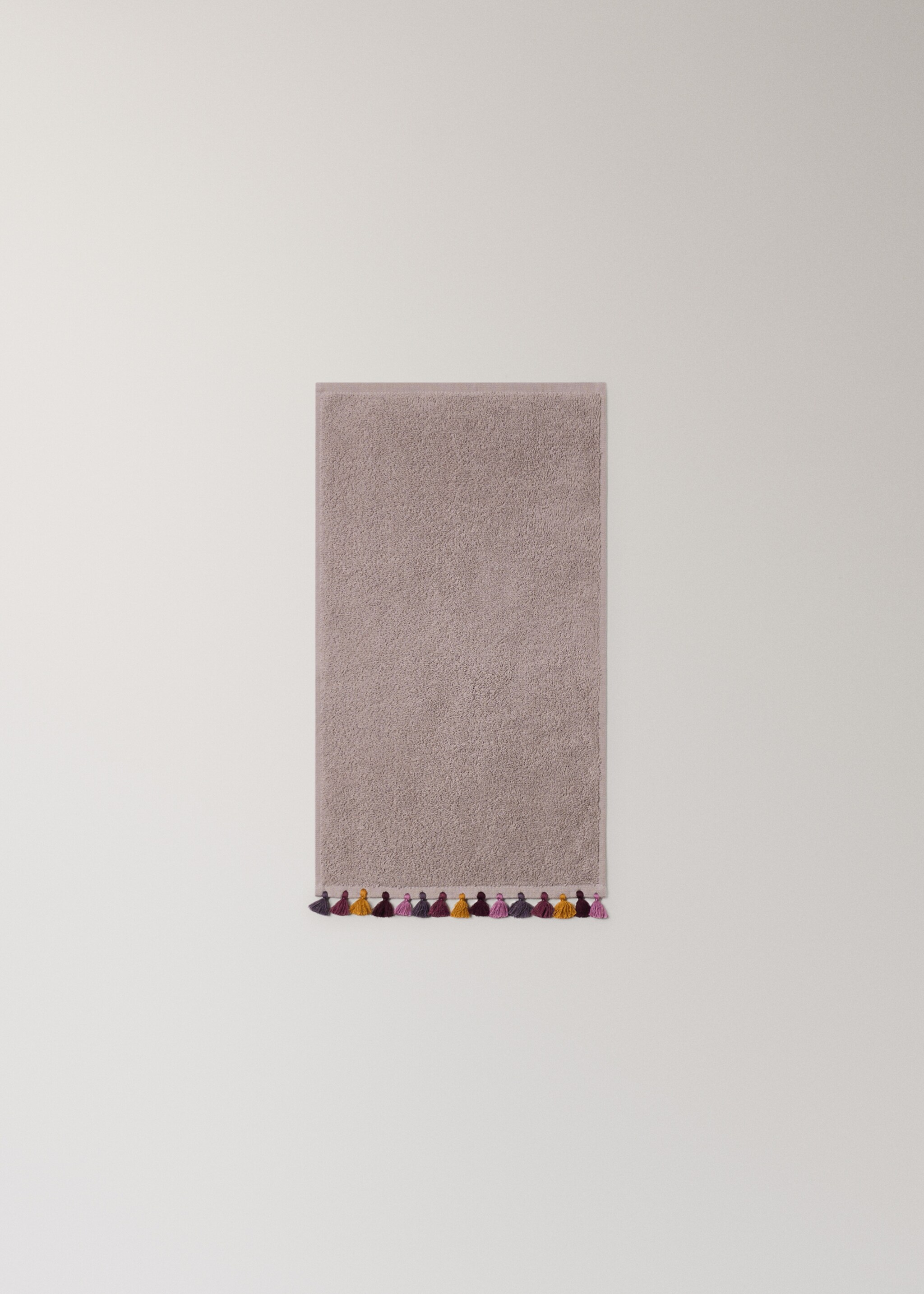 Cotton terry guest towel with pompom detail - Details of the article 3, Lavender. Ref: 27001574-00.